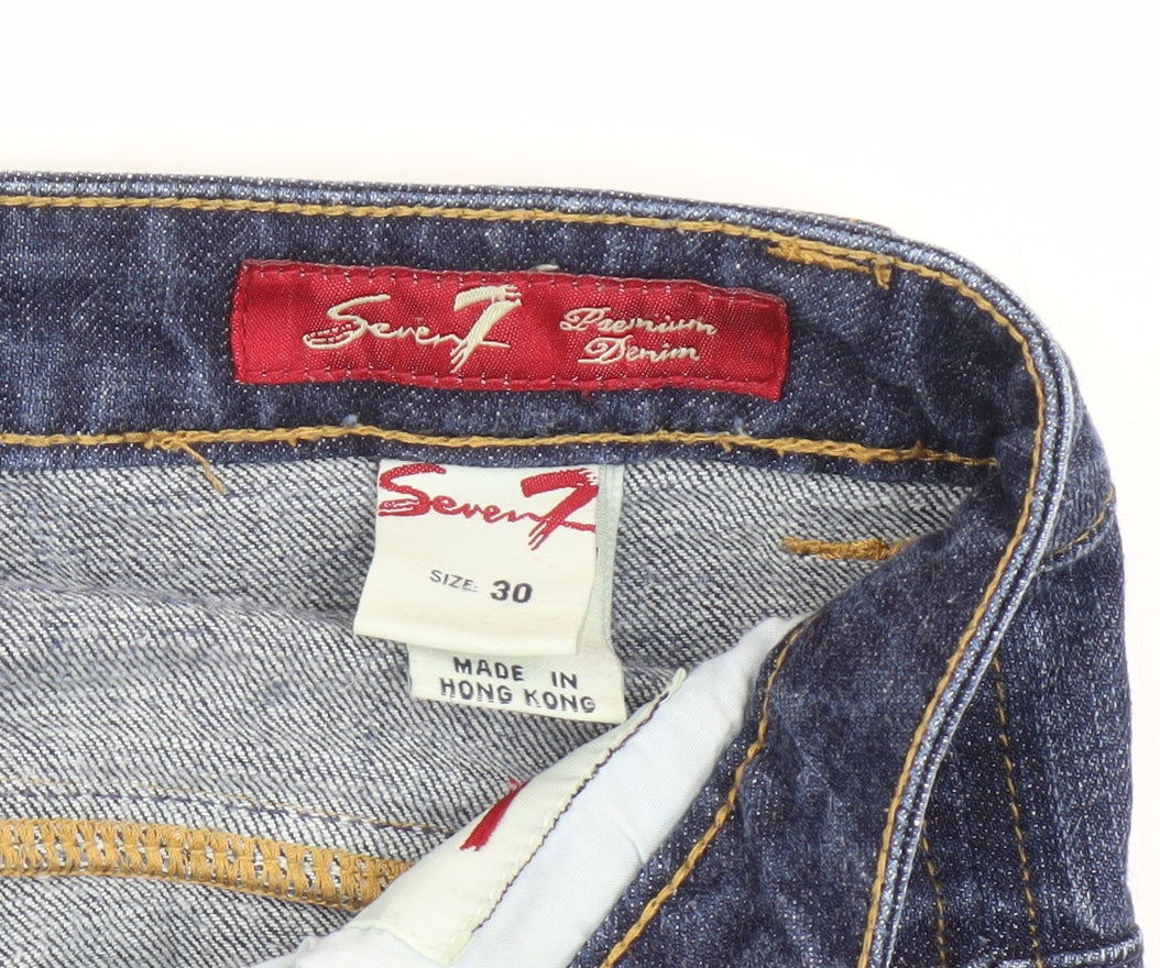 Seven7 Mens Straight Jeans Size 30 Blue Stretch Button W30 - close detail