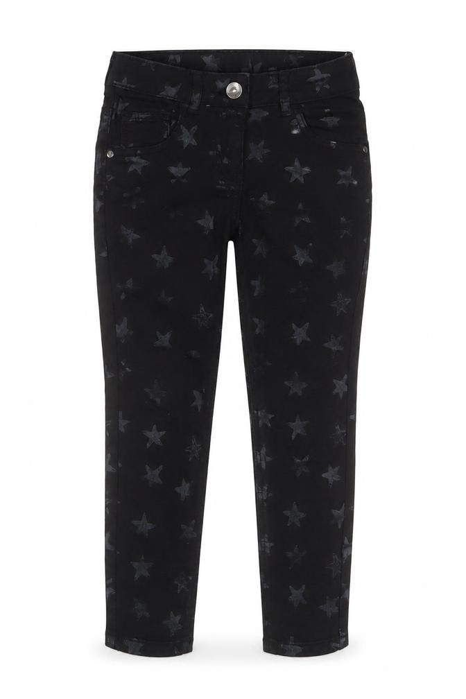 George Girls Skinny Jeans Size 5-6 Years UK '' Black Geometric Star Pattern - front view