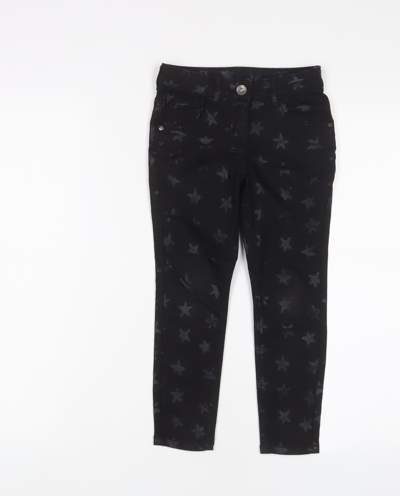 George Girls Skinny Jeans Size 5-6 Years UK '' Black Geometric Star Pattern - reverse view