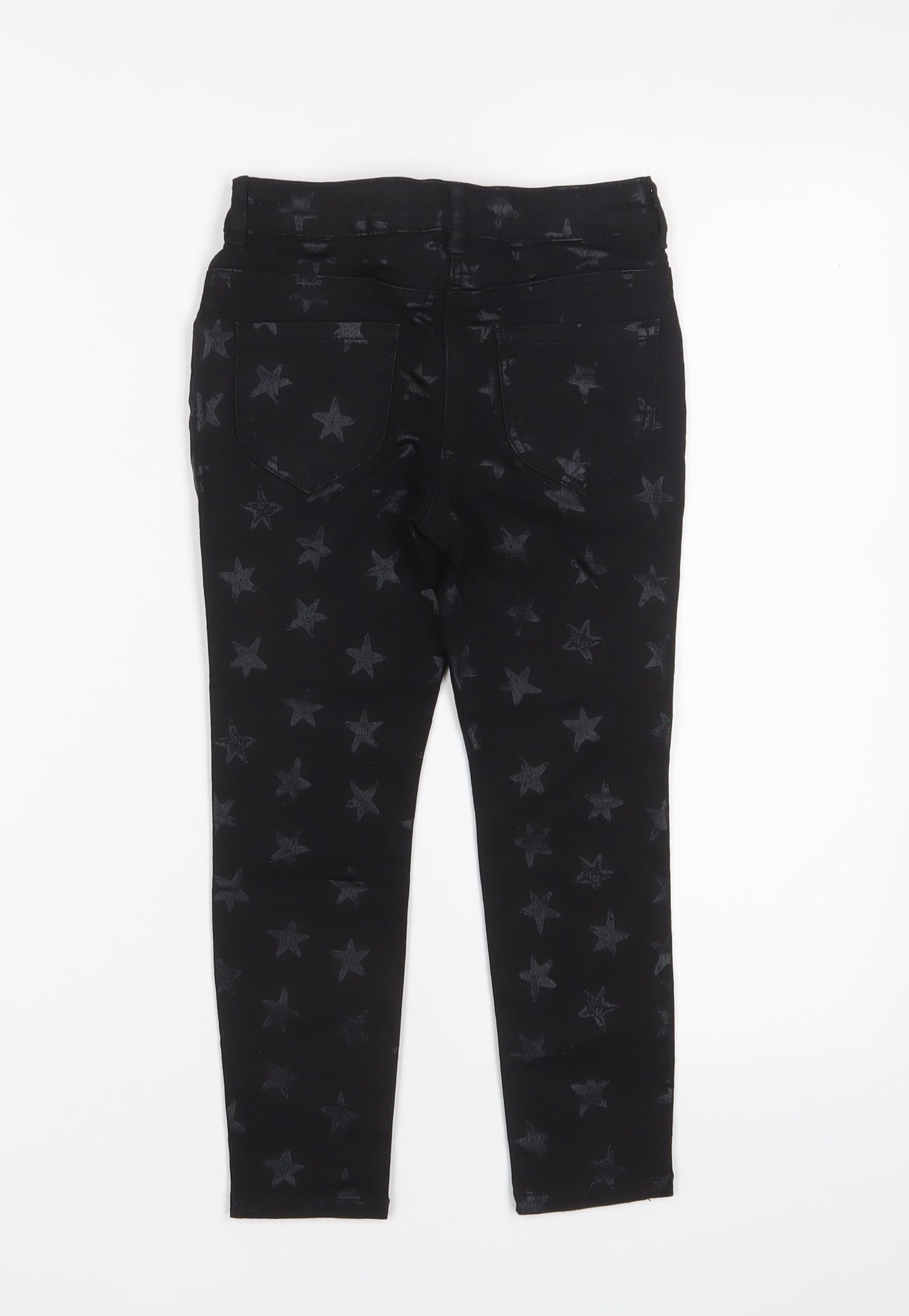 George Girls Skinny Jeans Size 5-6 Years UK '' Black Geometric Star Pattern - label detail
