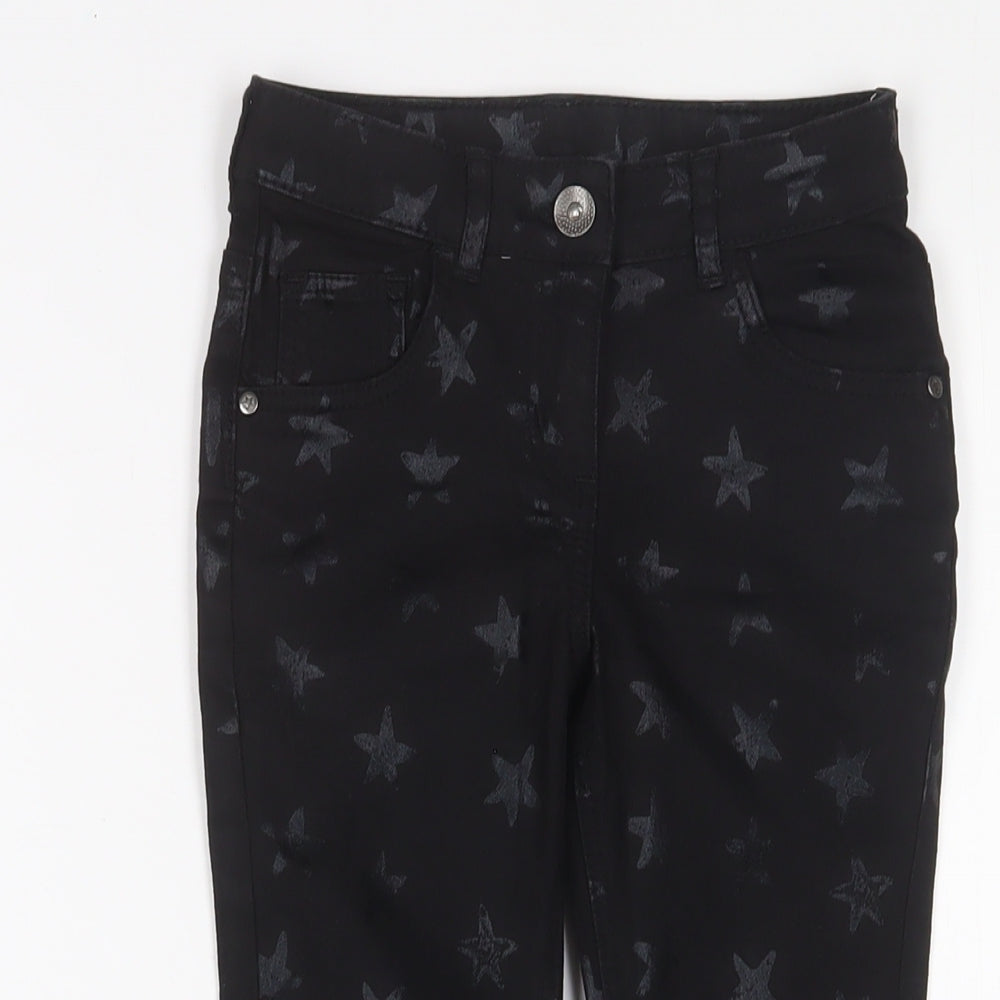 George Girls Skinny Jeans Size 5-6 Years UK '' Black Geometric Star Pattern - close detail