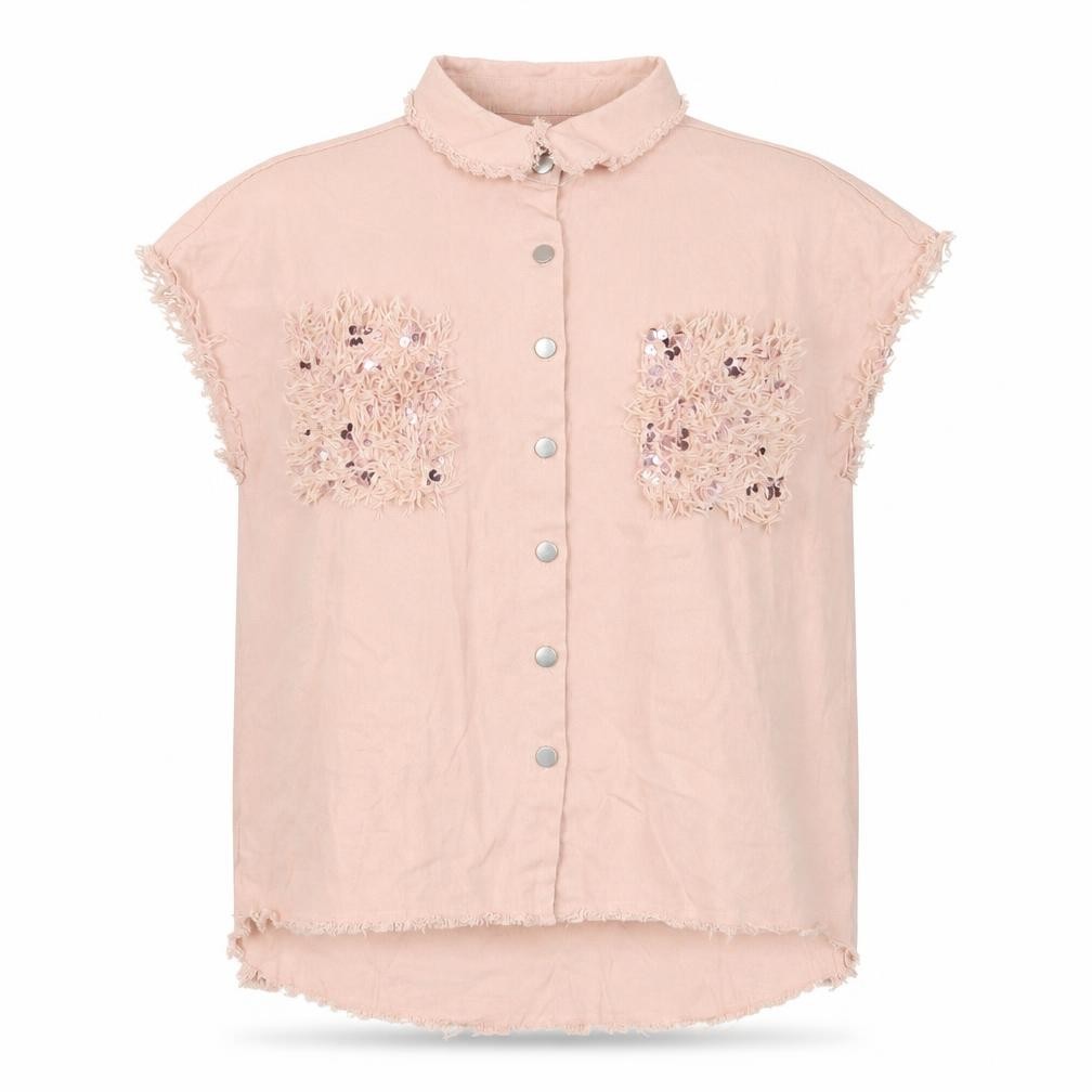 Chic me Womens Gilet Jacket Size XL UK '' Pink Sequins Short - front view