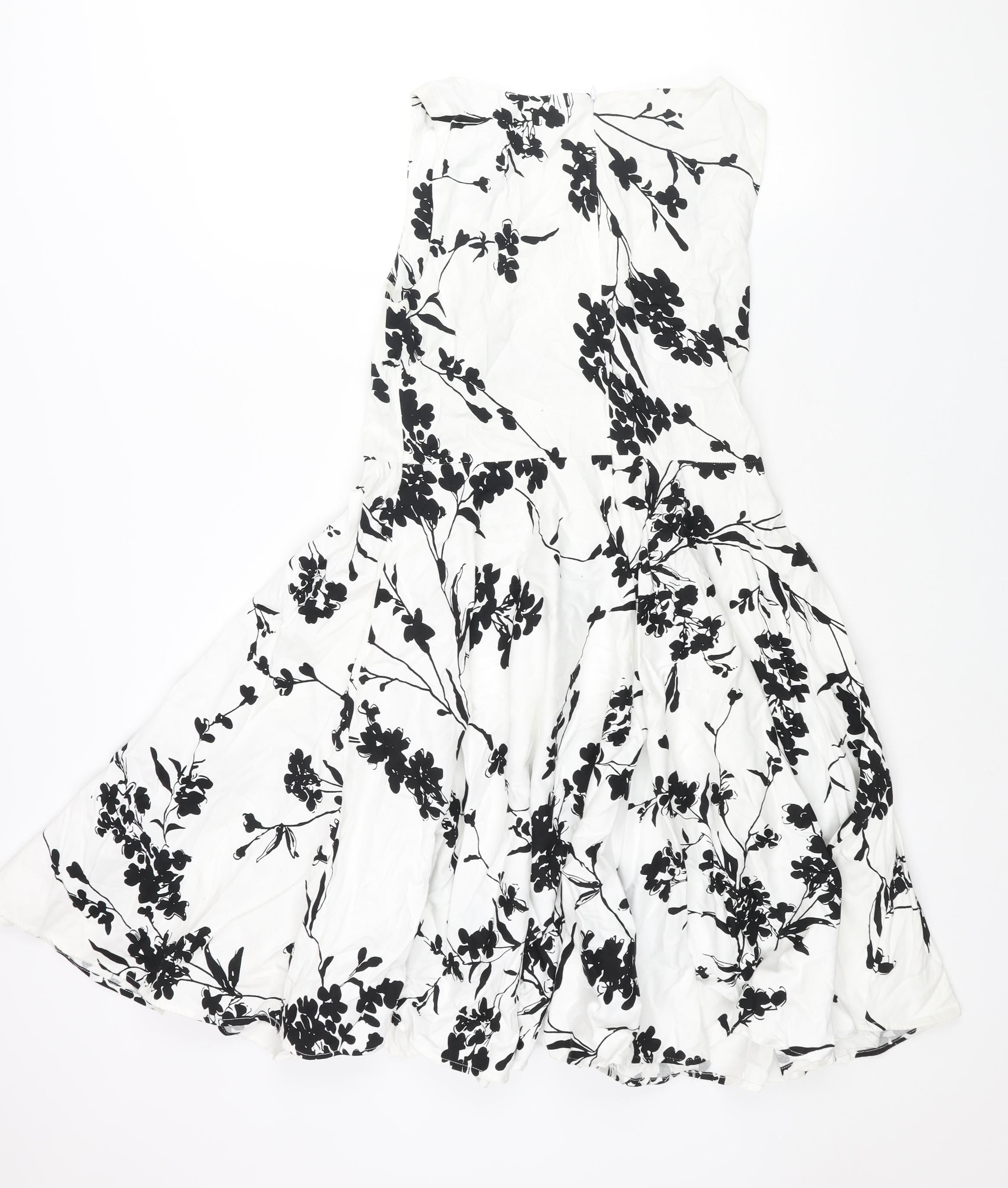 Grace Clarin Womens Fit & Flare Dress Size L UK '' White Floral Knee Length - label detail