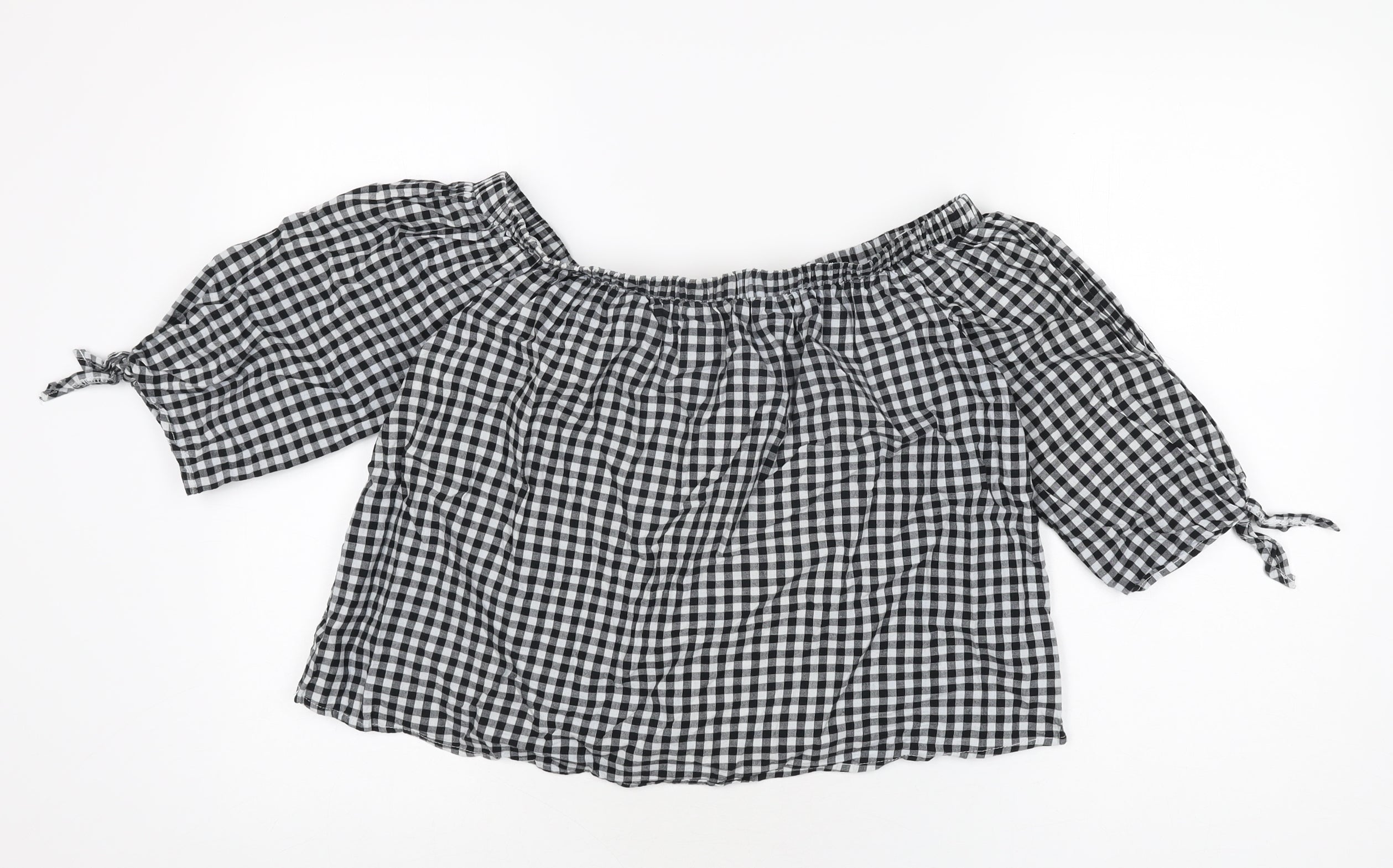 Caution To The Wind Womens Basic T-Shirt Size M UK '' Black Geometric Gingham - reverse view