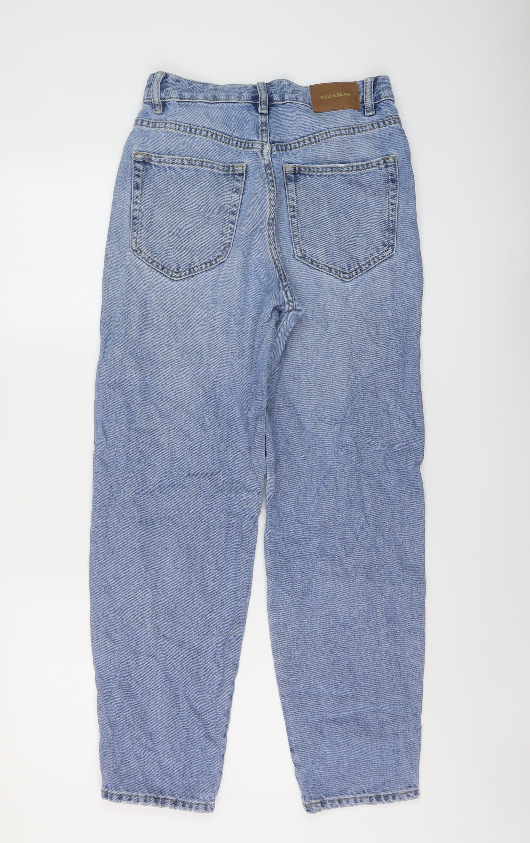 Pull&Bear Womens Mom Jeans Size 6 UK '' Blue W26 L28 - label detail