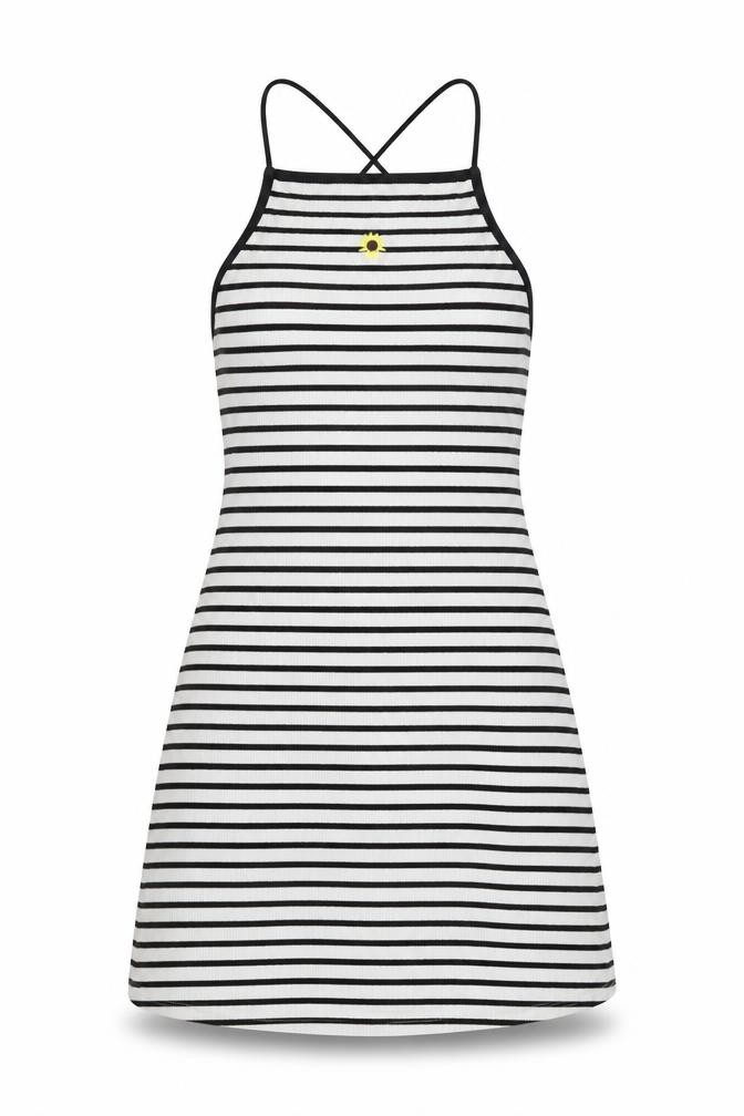 Womens Topshop Size 12 UK '' Mini Dress White Striped Short Square Neck - front view