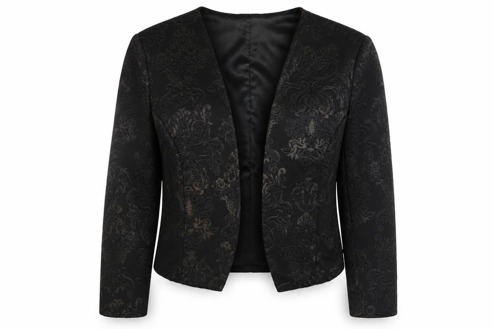 Klass Womens Jacket Size 12 UK '' Black Geometric Cropped - front view