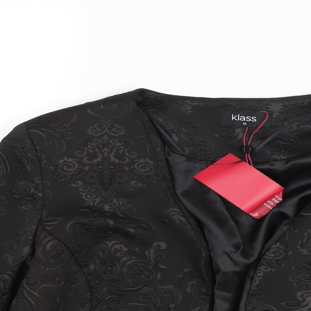 Klass Womens Jacket Size 12 UK '' Black Geometric Cropped - close detail