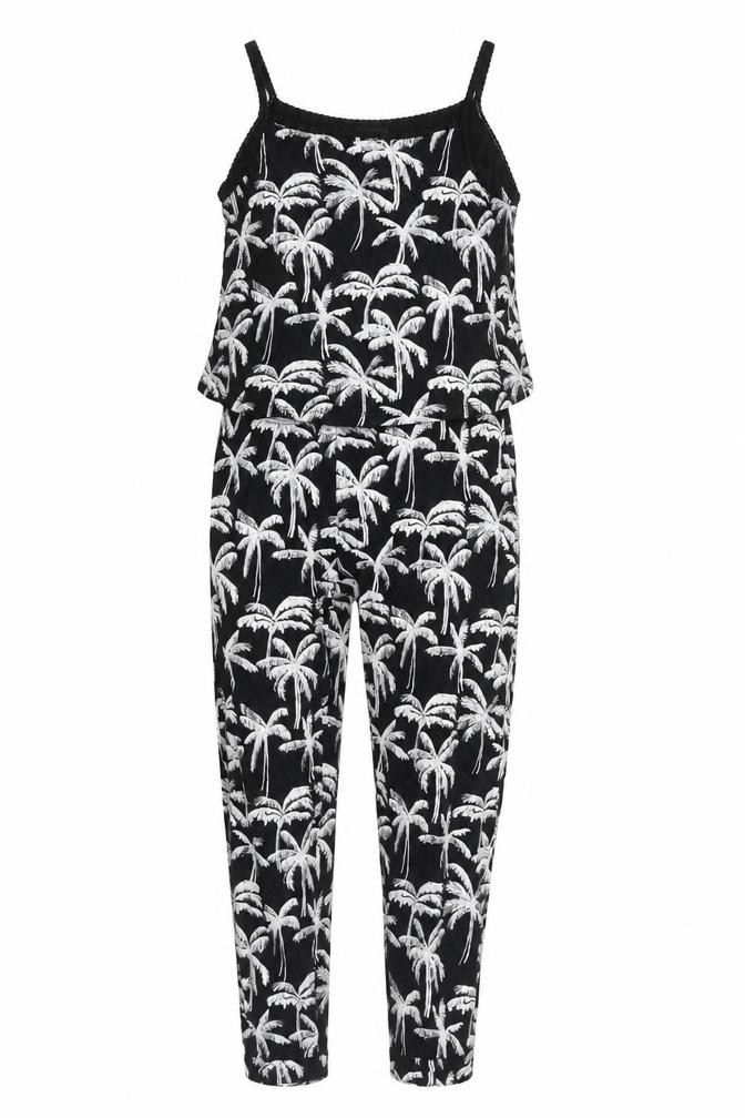 H&M Girls Jumpsuit One-Piece Size 10-11 Years UK '' Black Geometric Sleeveless - front view