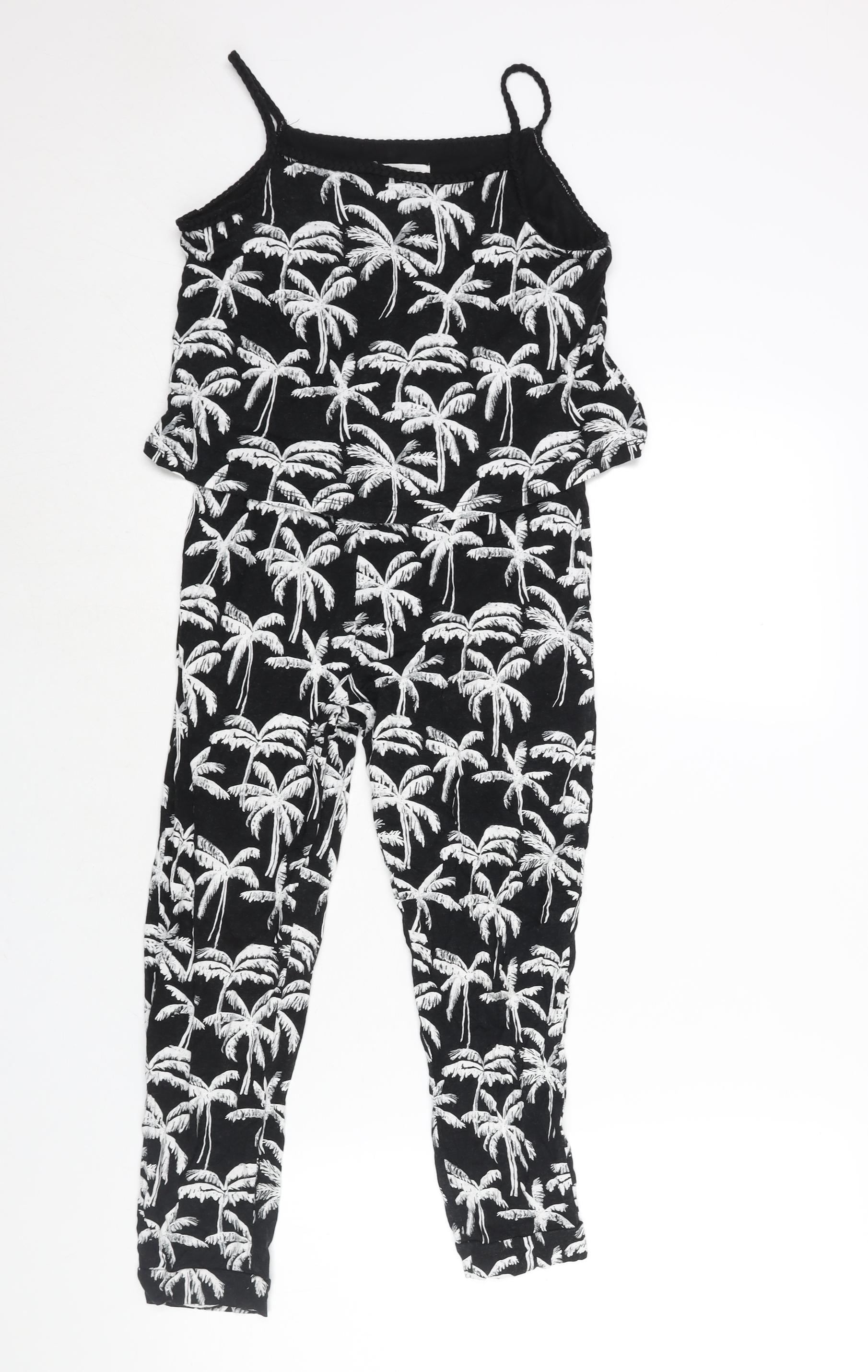 H&M Girls Jumpsuit One-Piece Size 10-11 Years UK '' Black Geometric Sleeveless - reverse view