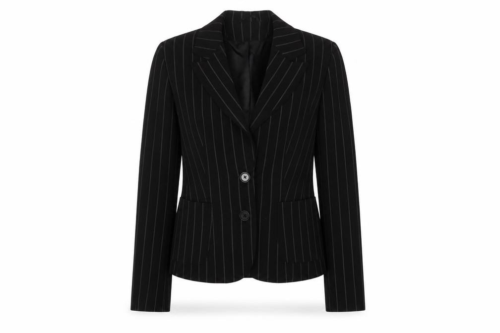 Womens Denim & Co. Size 10 UK '' Jacket Blazer Black Striped Short - front view