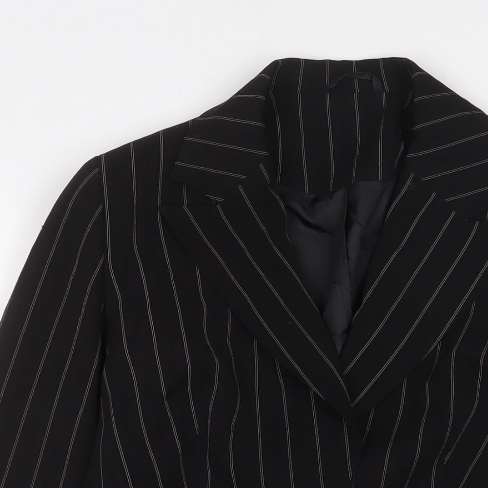 Womens Denim & Co. Size 10 UK '' Jacket Blazer Black Striped Short - close detail