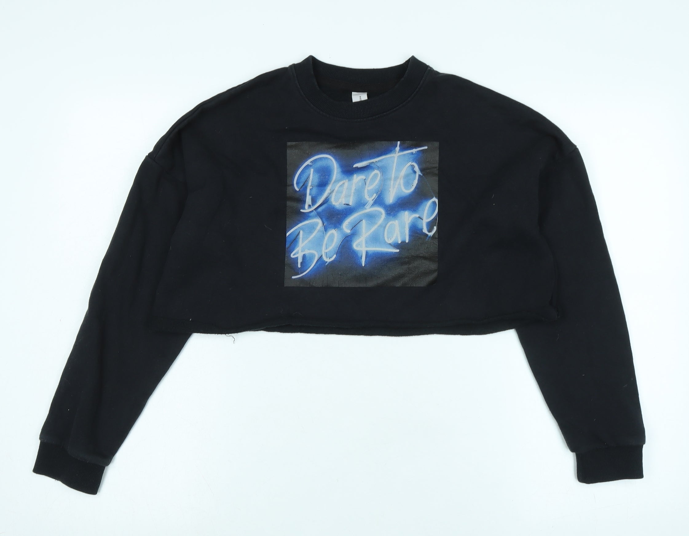 Miss London Womens Pullover Sweatshirt Size S UK '' Black Short Sleeve - reverse view
