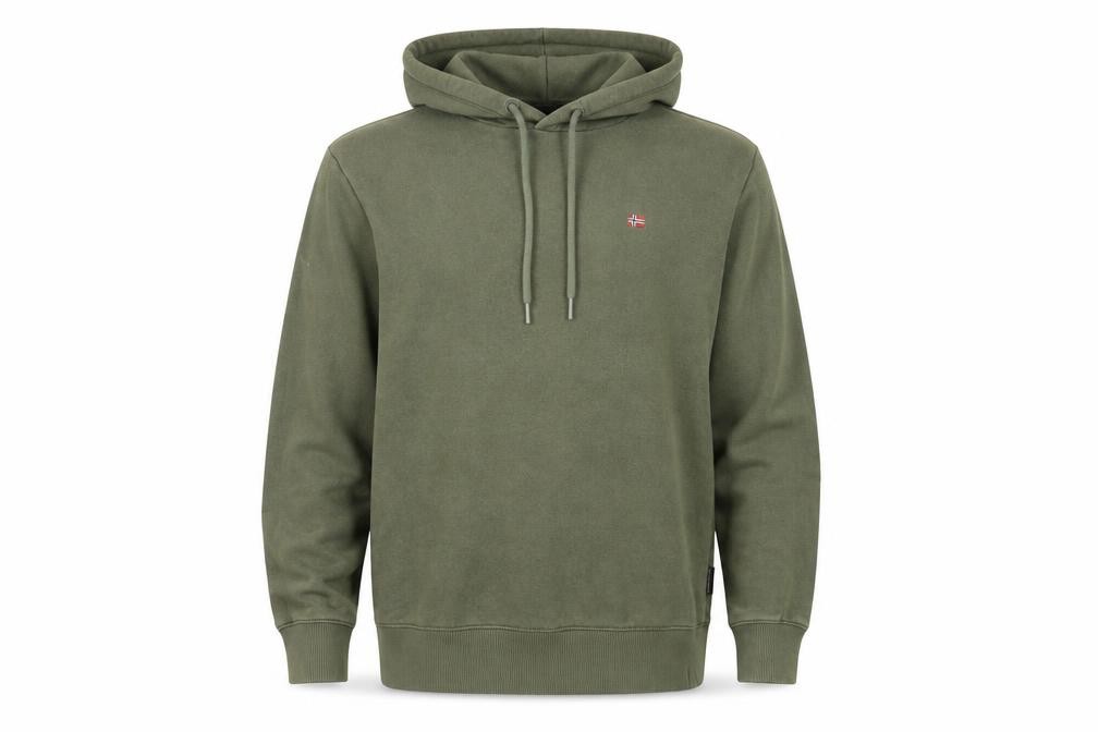 Napapuri Mens Pullover Hoodie Size M UK '' Green Logo Long Sleeve - front view