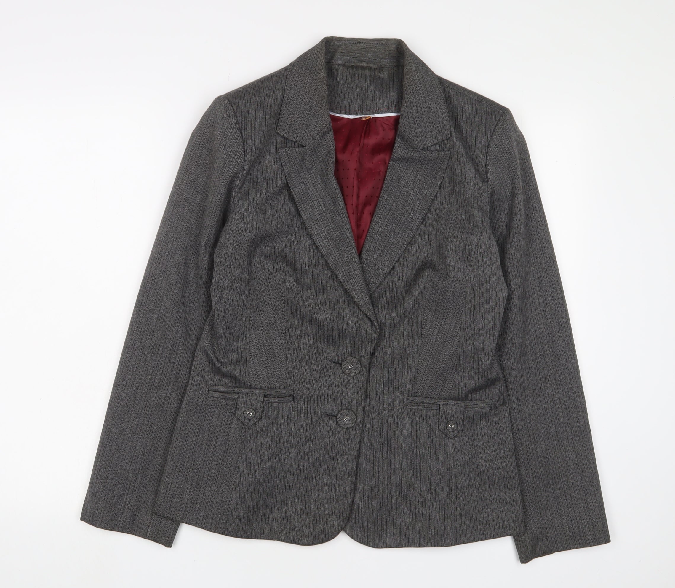 MARK ONE Womens Jacket Blazer Size 12 UK '' Grey Striped Short - reverse view