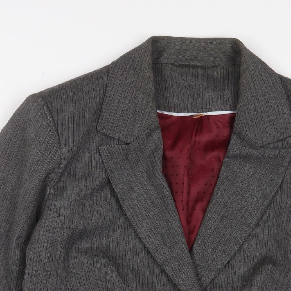 MARK ONE Womens Jacket Blazer Size 12 UK '' Grey Striped Short - close detail