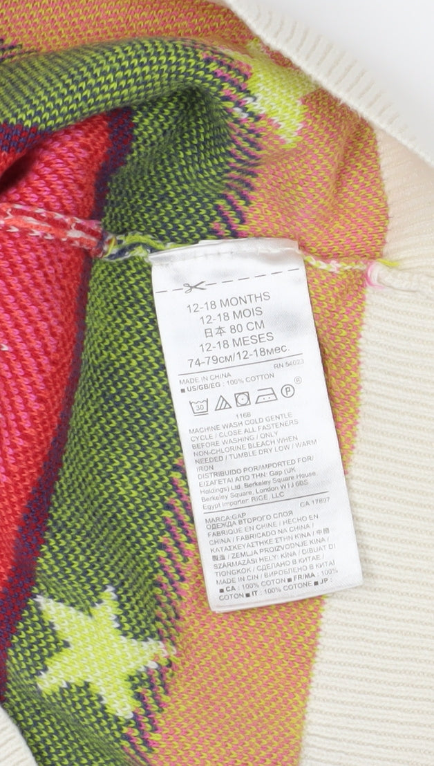 Gap Unisex Baby & Toddler Pullover Jumper Size 12-18 Months Multicoloured Casual - close detail