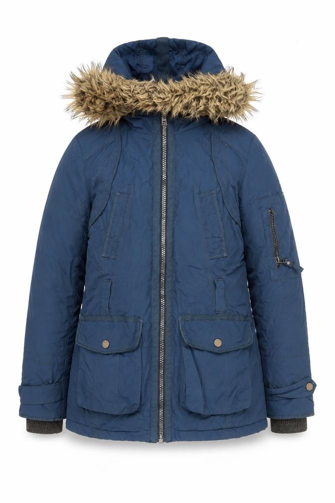 NEXT Womens Parka Jacket Size 10 Blue Mid-Length Long Sleeve Casual Hooded - front view