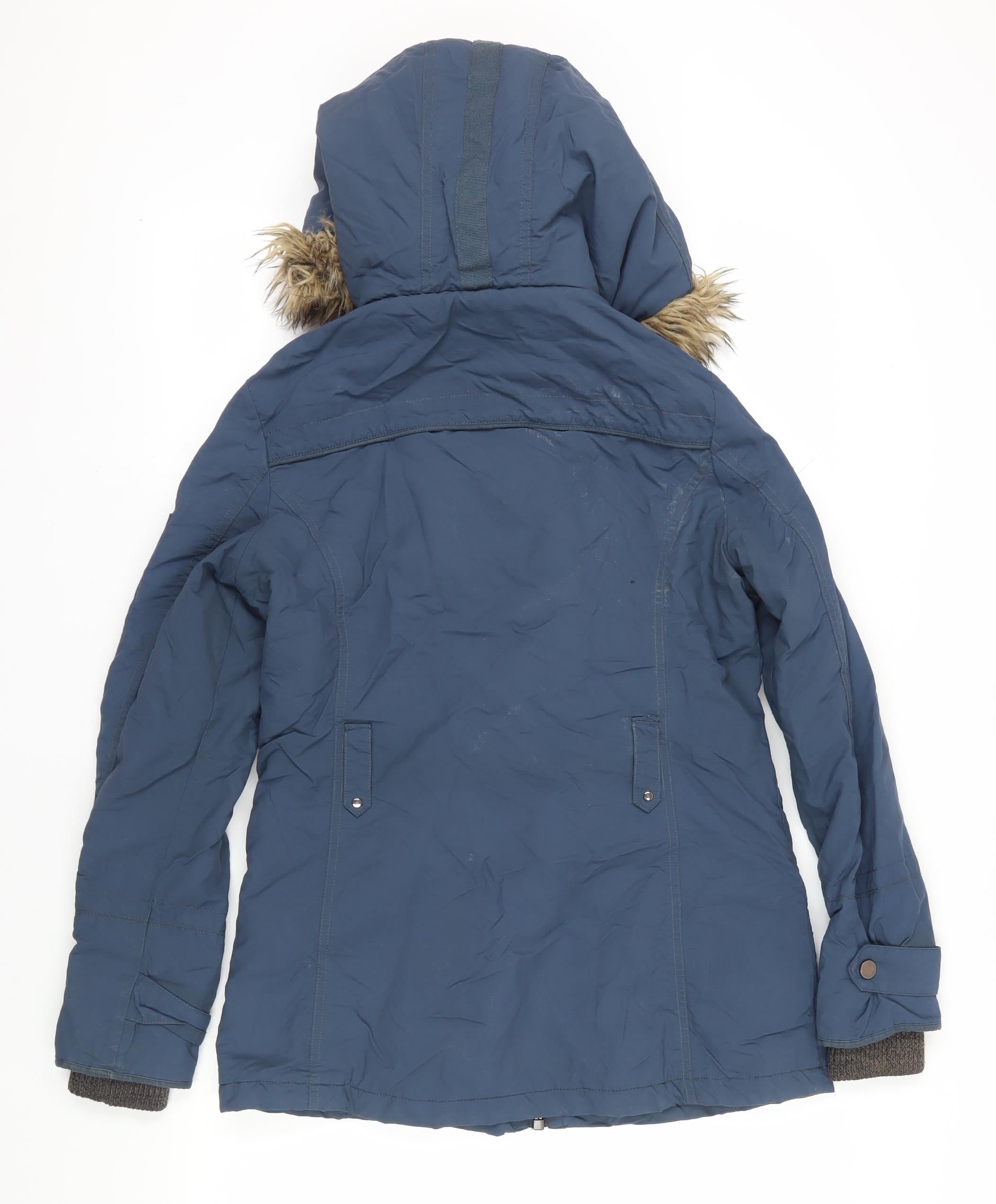 NEXT Womens Parka Jacket Size 10 Blue Mid-Length Long Sleeve Casual Hooded - label detail