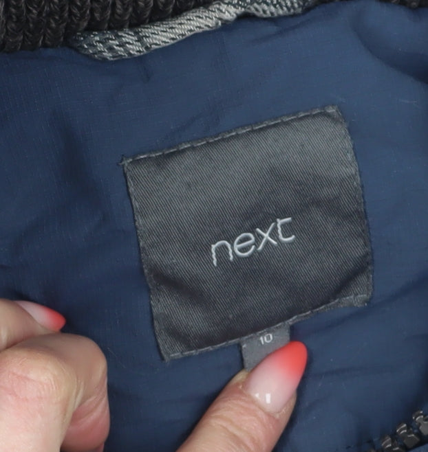 NEXT Womens Parka Jacket Size 10 Blue Mid-Length Long Sleeve Casual Hooded - close detail