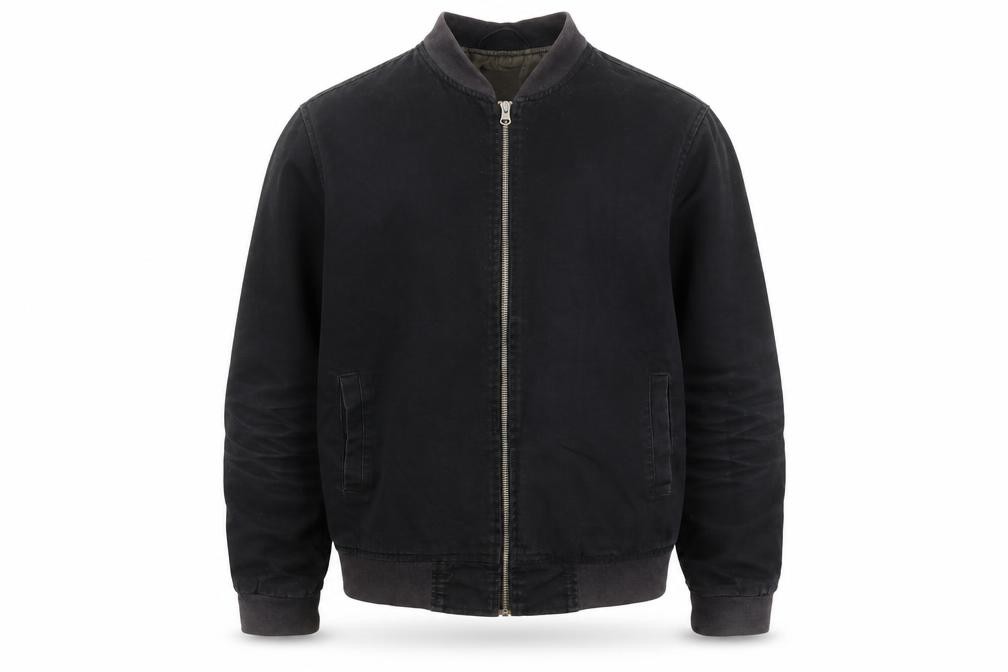 Mens New Look Size S Bomber Jacket Black Short Casual Full Zip Zip - front view