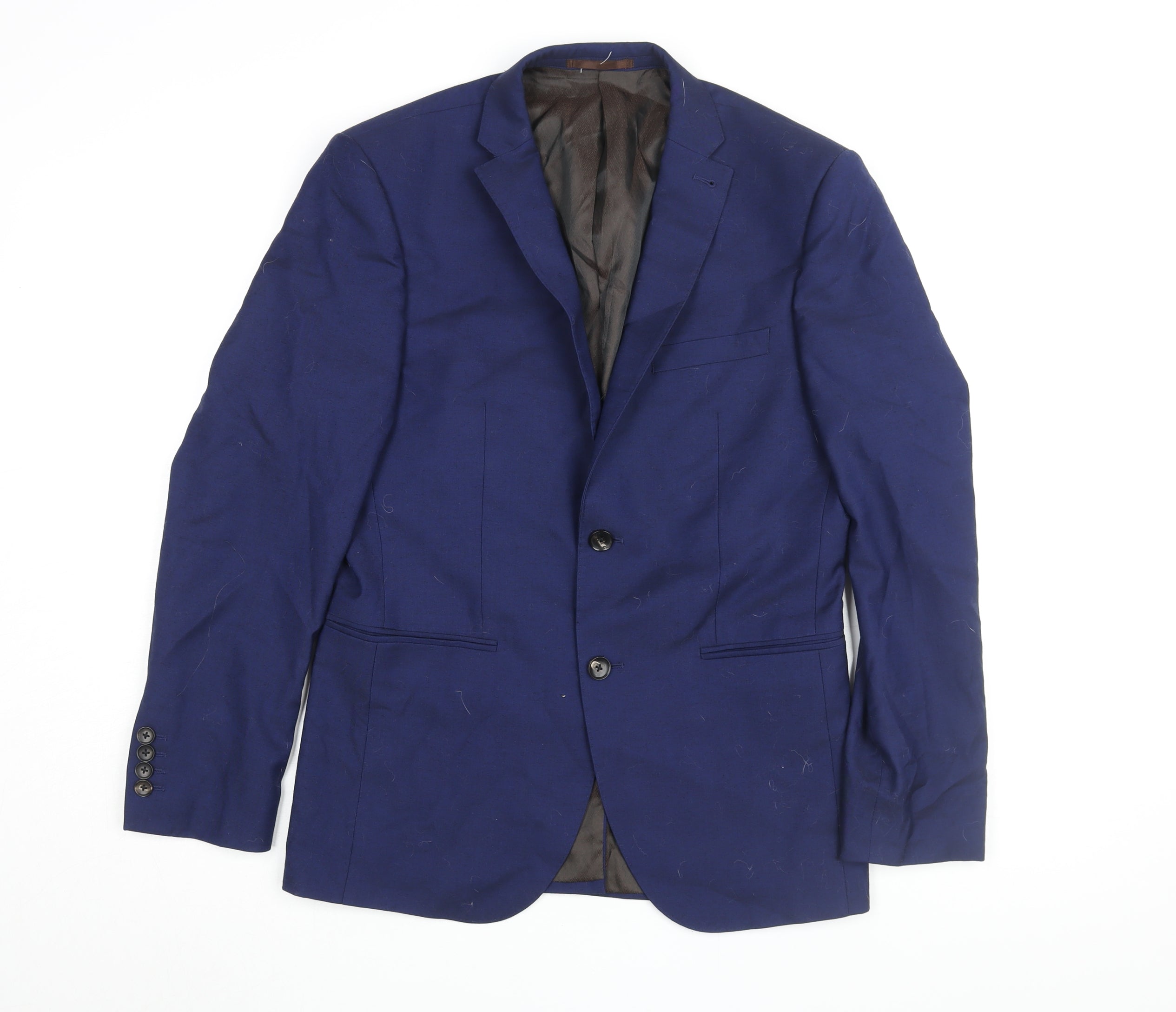 NEXT Mens Jacket Blazer Size 38 Blue Short Formal Inner Pockets - reverse view