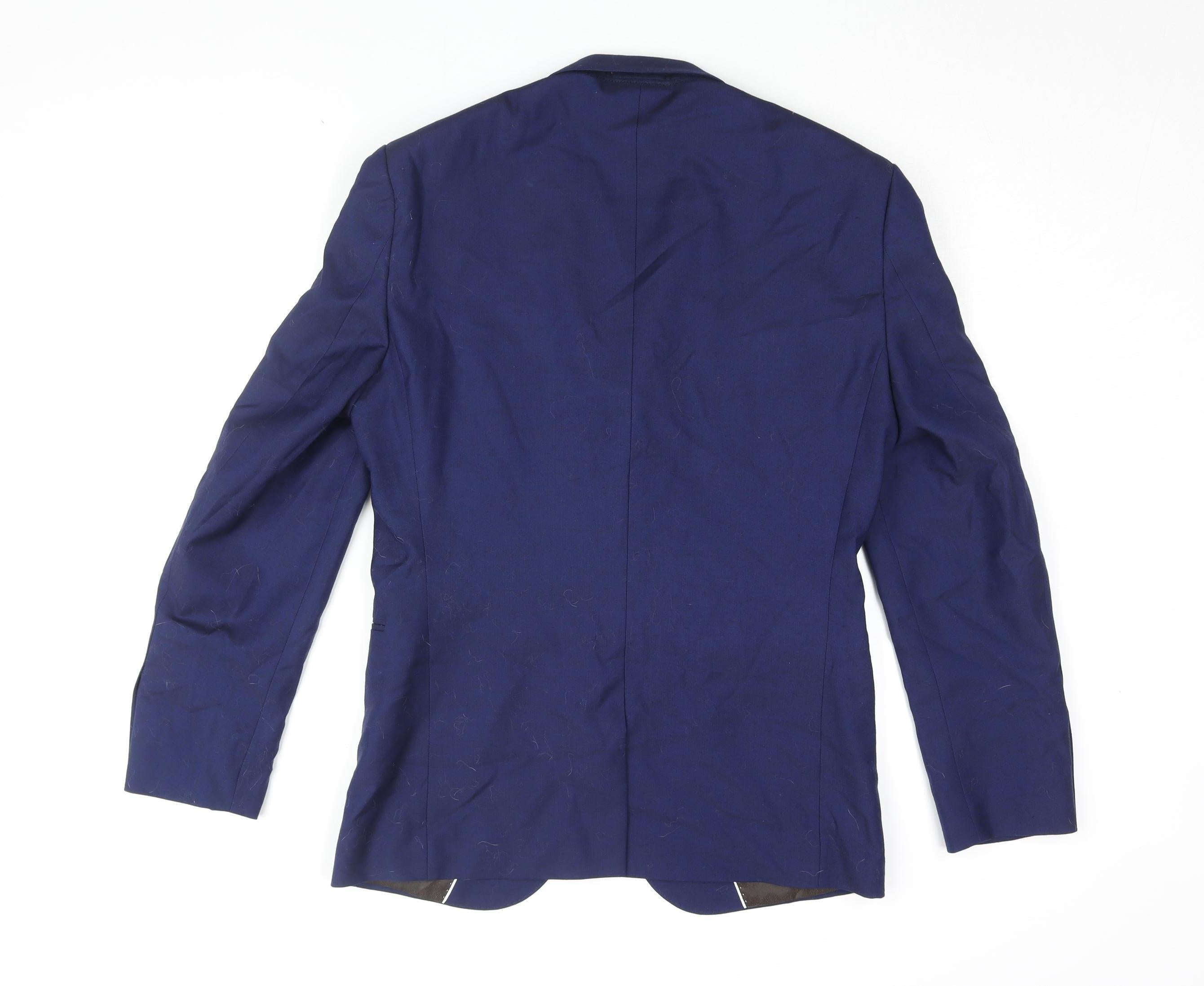 NEXT Mens Jacket Blazer Size 38 Blue Short Formal Inner Pockets - label detail