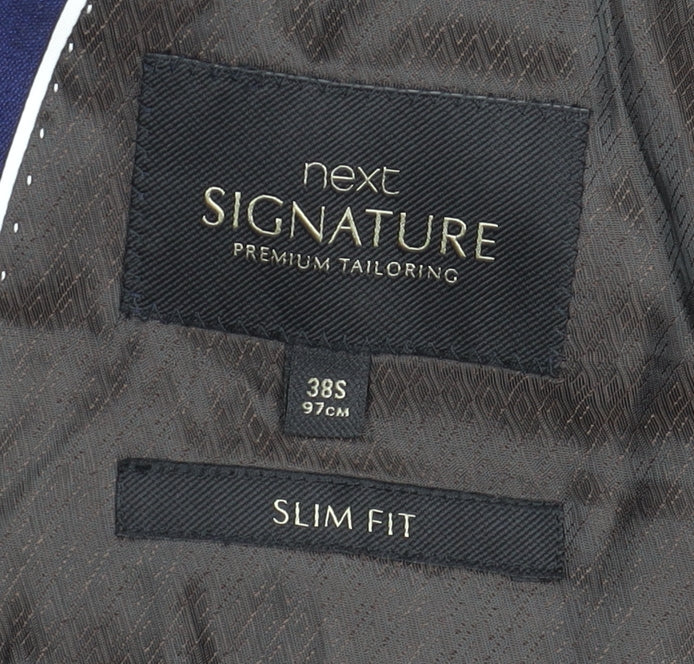 NEXT Mens Jacket Blazer Size 38 Blue Short Formal Inner Pockets - close detail