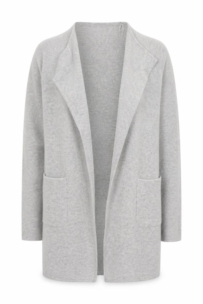 Womens Marks & Spencer Size 8 Cardigan Jumper Grey Collared Casual - front view