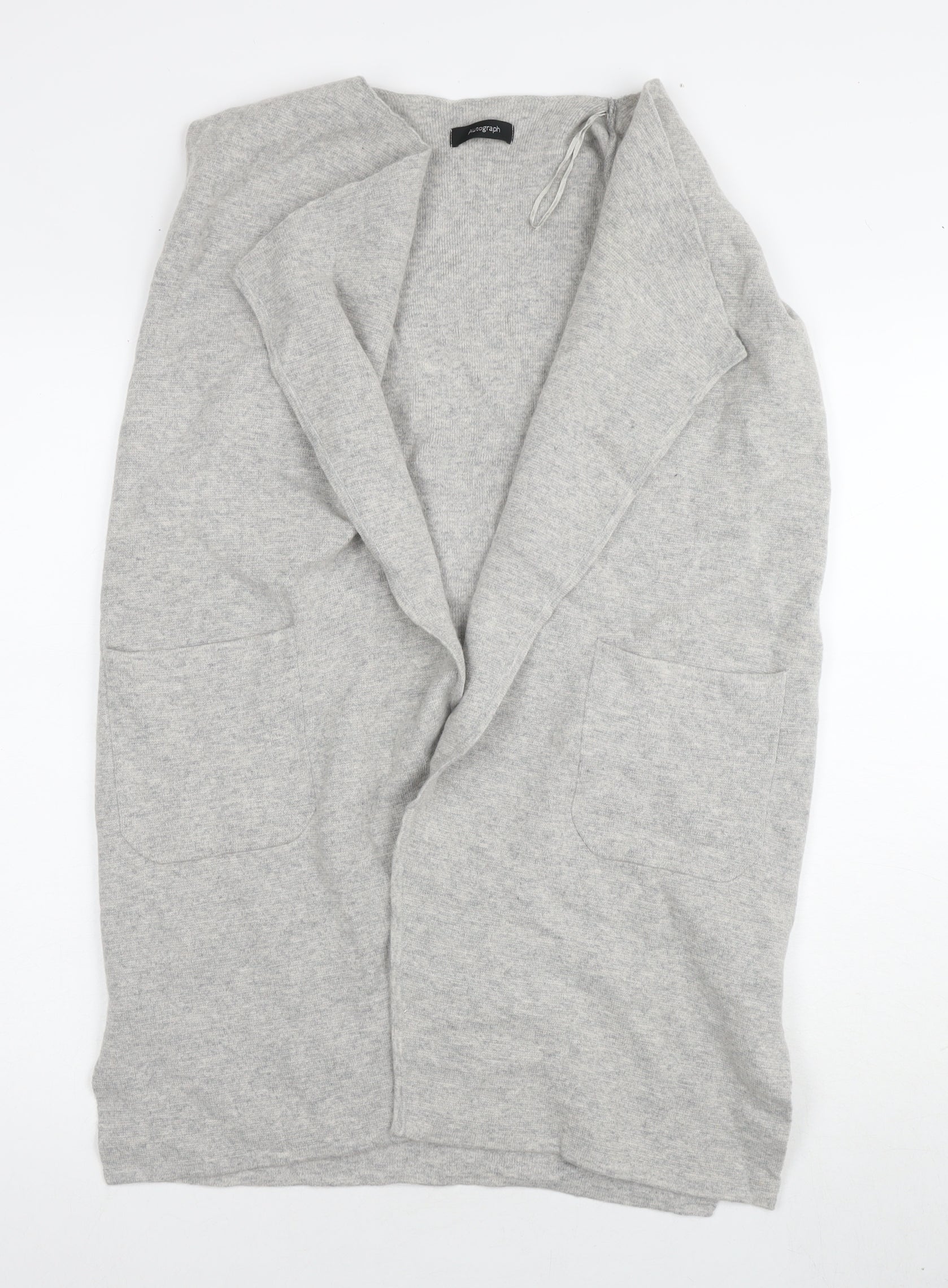 Womens Marks & Spencer Size 8 Cardigan Jumper Grey Collared Casual - reverse view