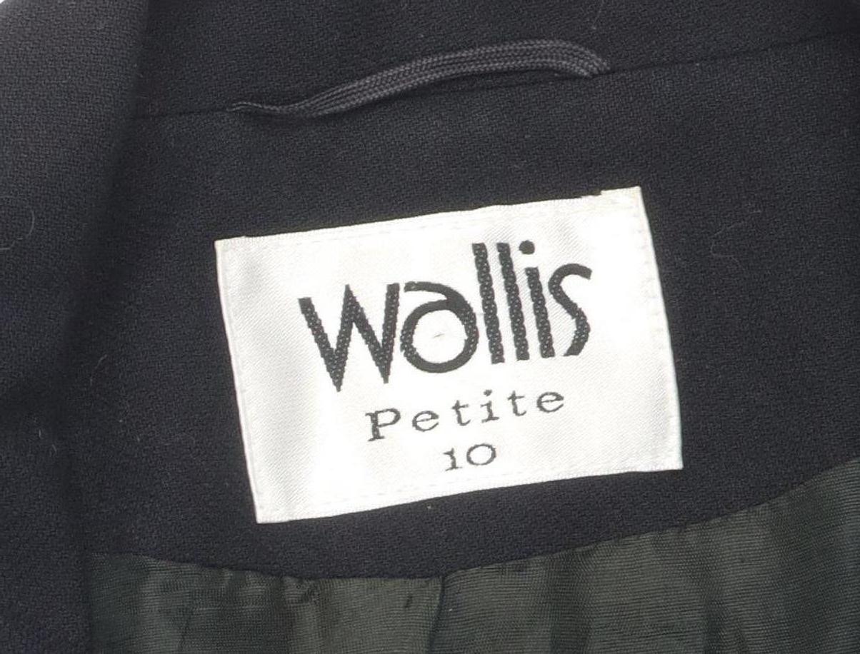 Wallis Womens Overcoat Size 10 Black Long Long Sleeve Business Lined Button - close detail
