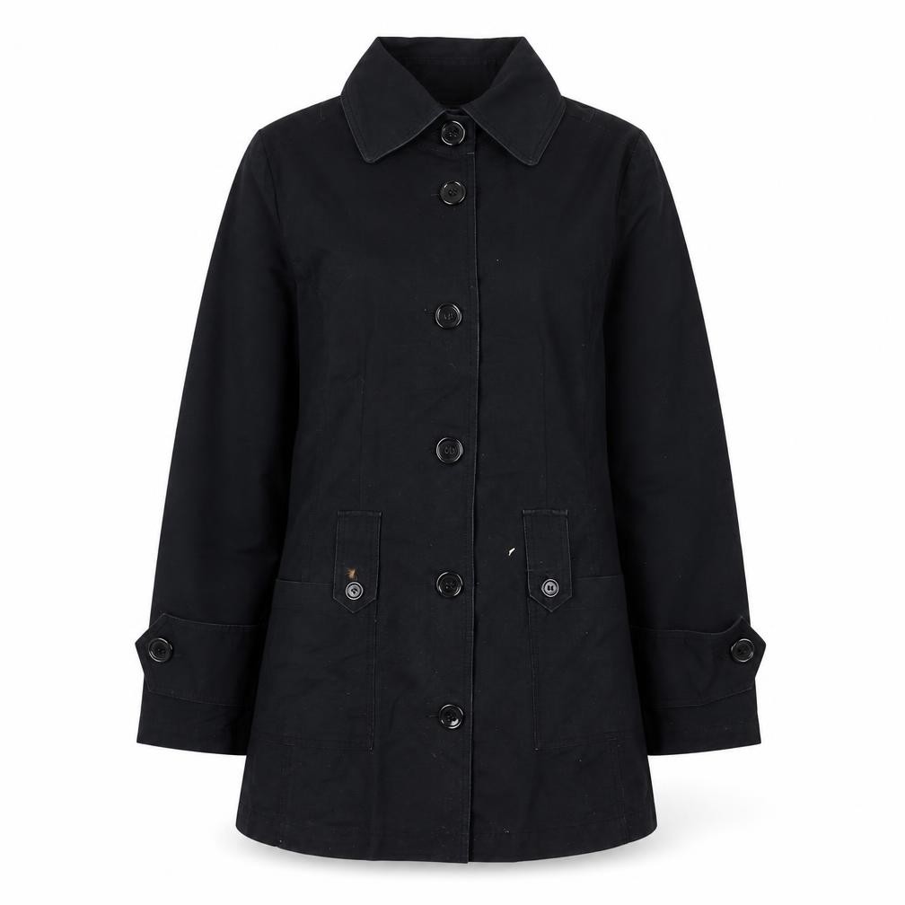 Mexx Womens Trench Coat Size M Black Mid-Length Long Sleeve Casual Collared - front view