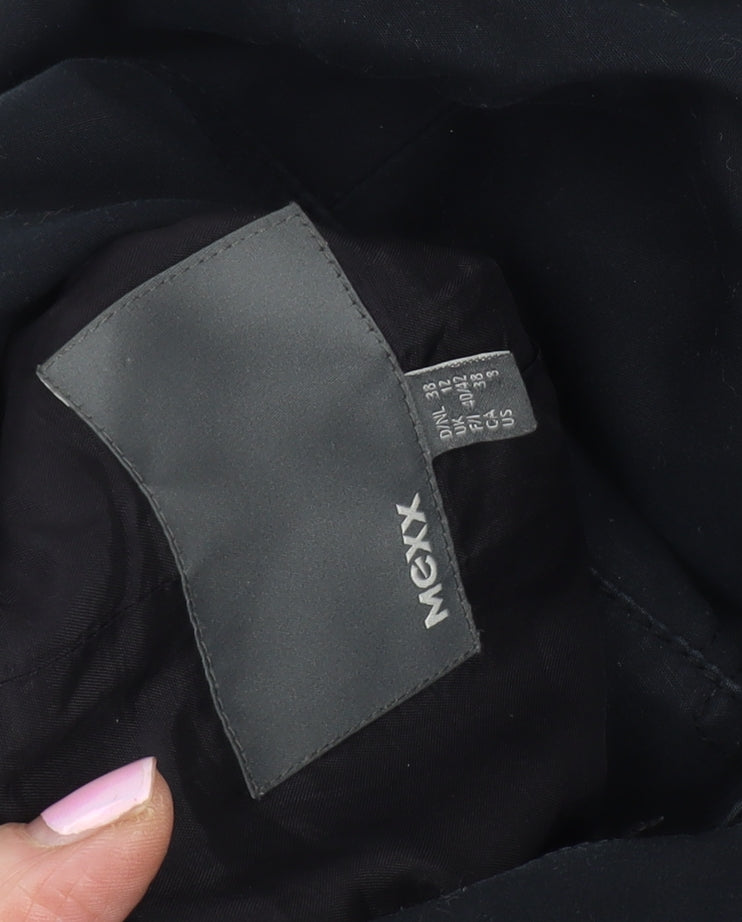 Mexx Womens Trench Coat Size M Black Mid-Length Long Sleeve Casual Collared - close detail