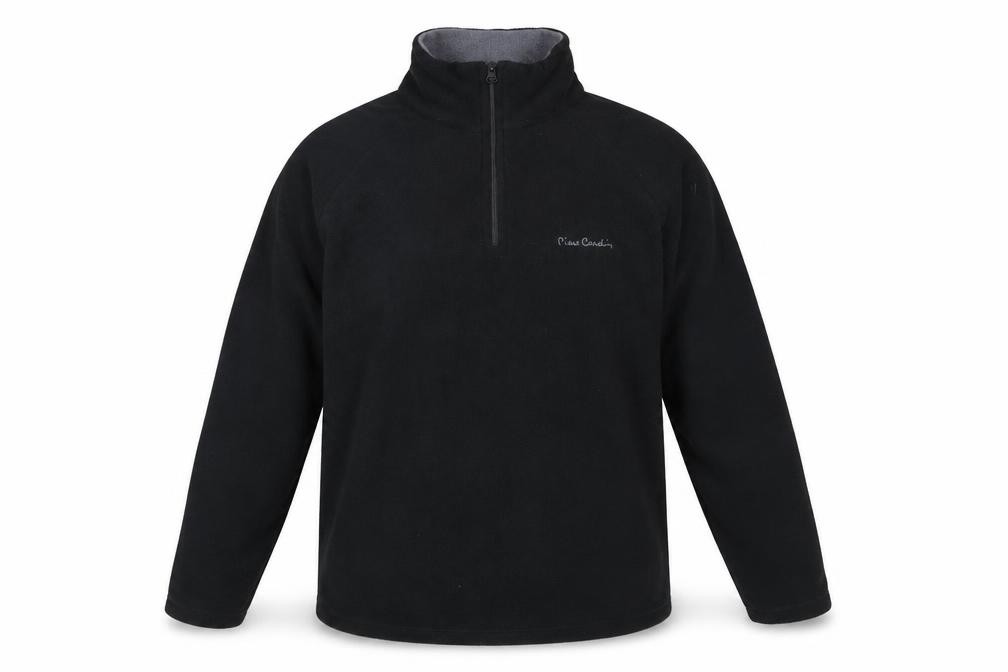 Pierre Cardin Mens 1/4 Zip Sweatshirt Size L Black Long Sleeve Graphic Print - front view