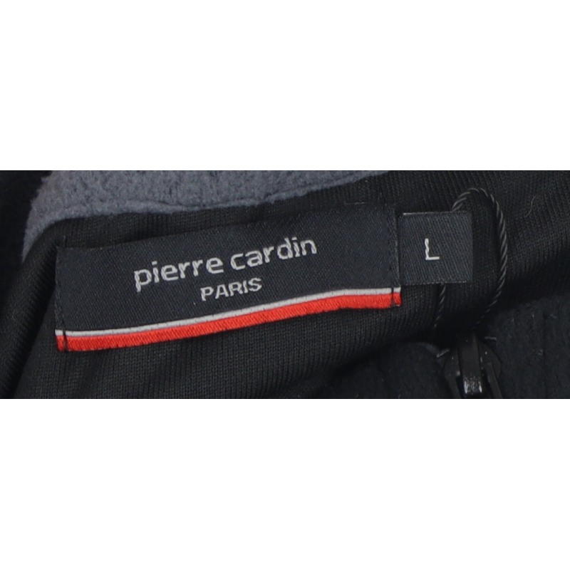 Pierre Cardin Mens 1/4 Zip Sweatshirt Size L Black Long Sleeve Graphic Print - close detail