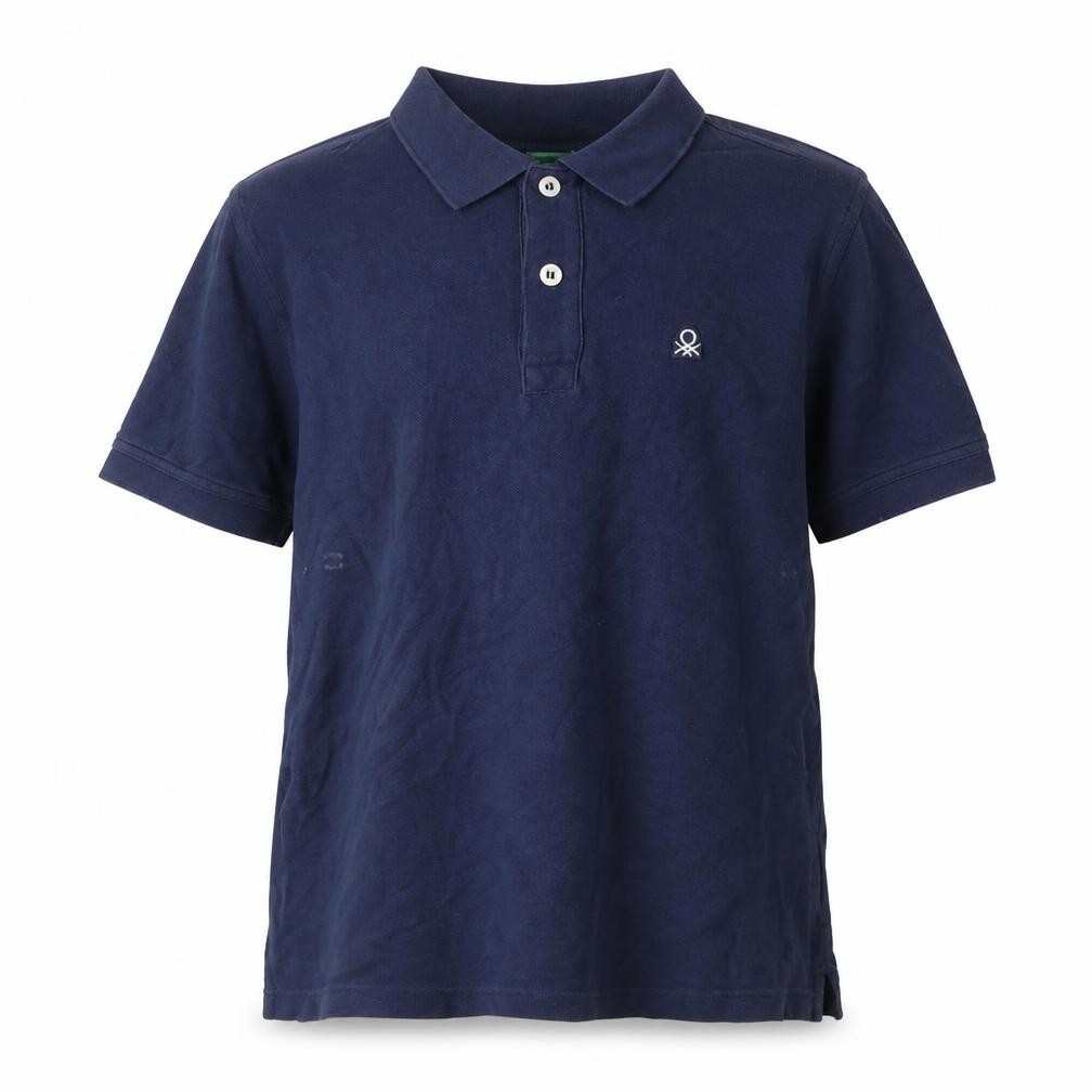 Boys United Colors of Benetton Size 11-12 Years Polo Blue Solid Collared Casual - front view