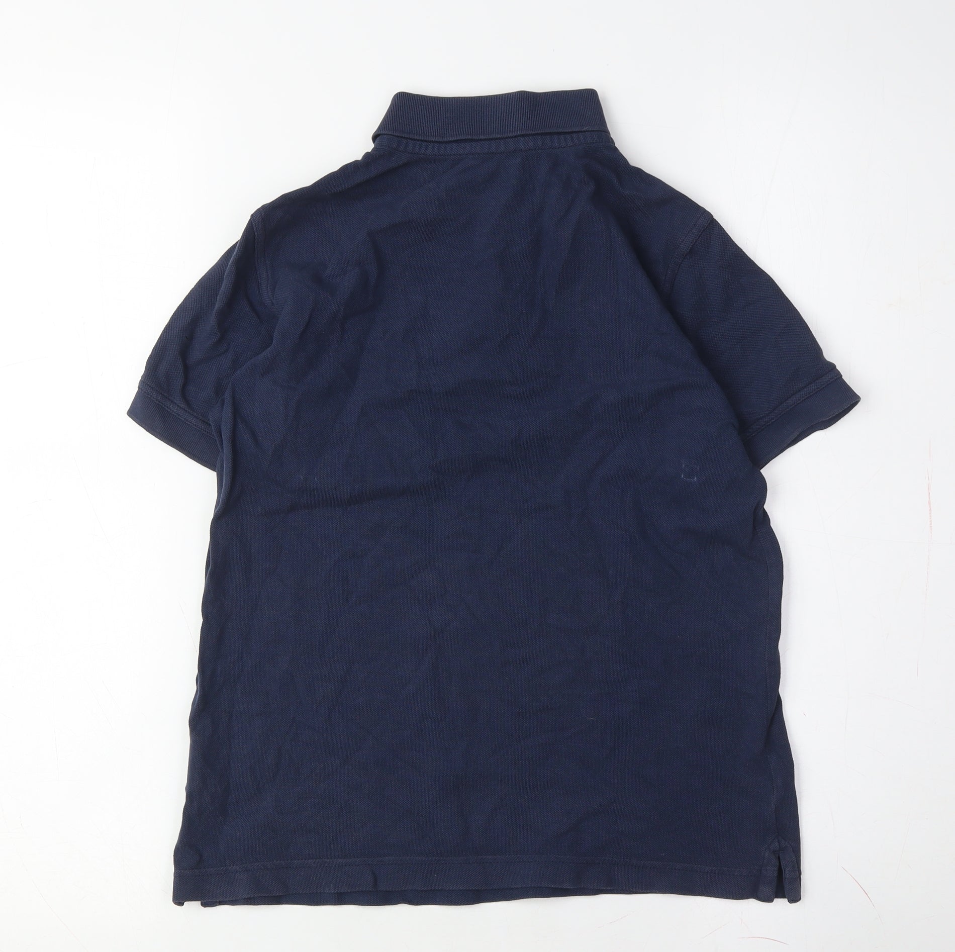 Boys United Colors of Benetton Size 11-12 Years Polo Blue Solid Collared Casual - label detail