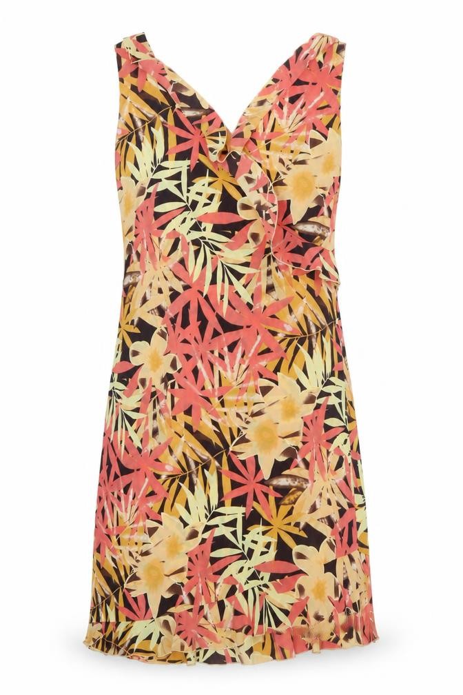 Womens Jessica Size 10 Shift Dress Multicoloured Floral Midi V-Neck Sleeveless - front view