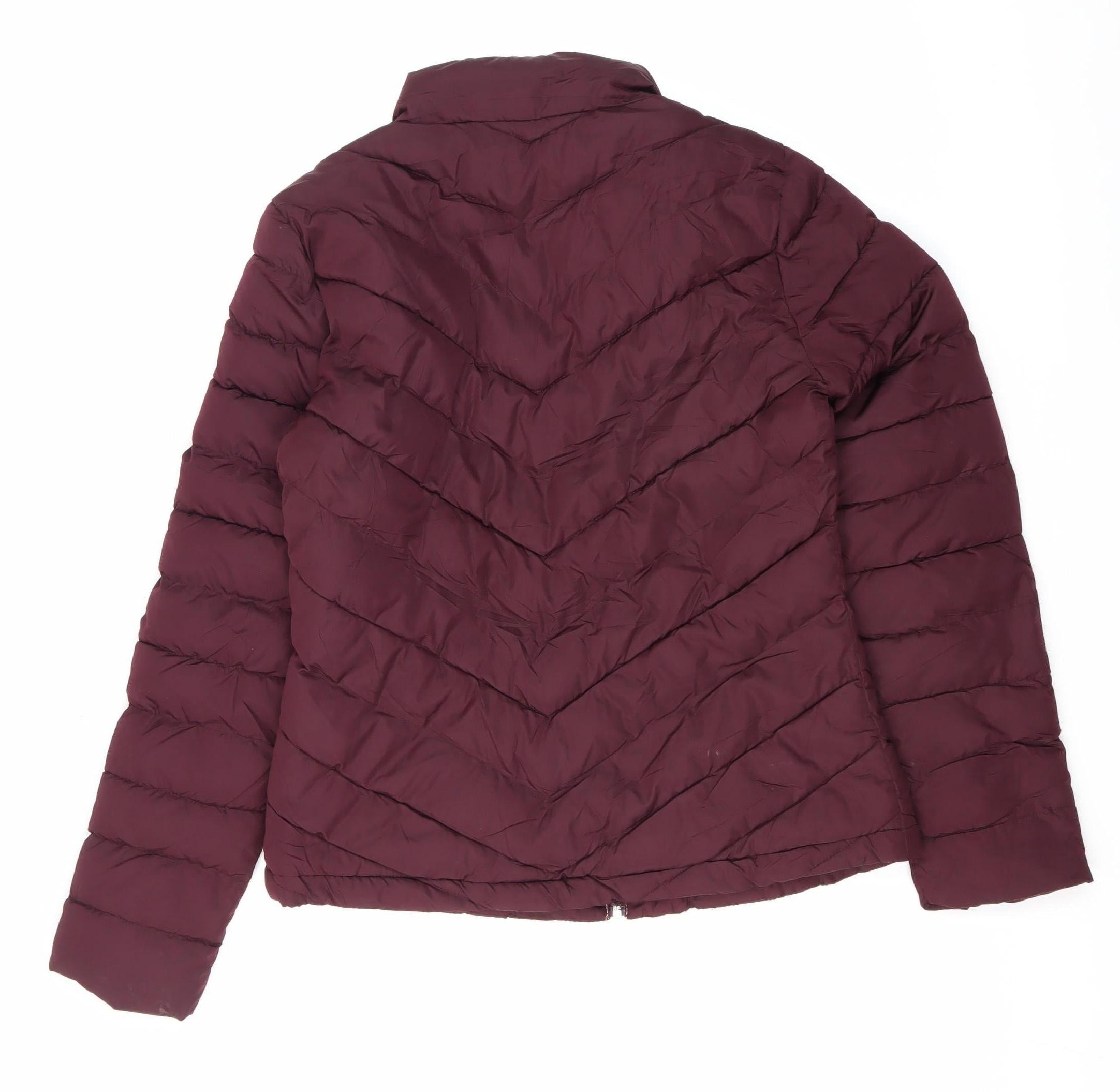 Gap Womens Puffer Jacket Size S Purple Mid-Length Long Sleeve Casual Full Zip - label detail