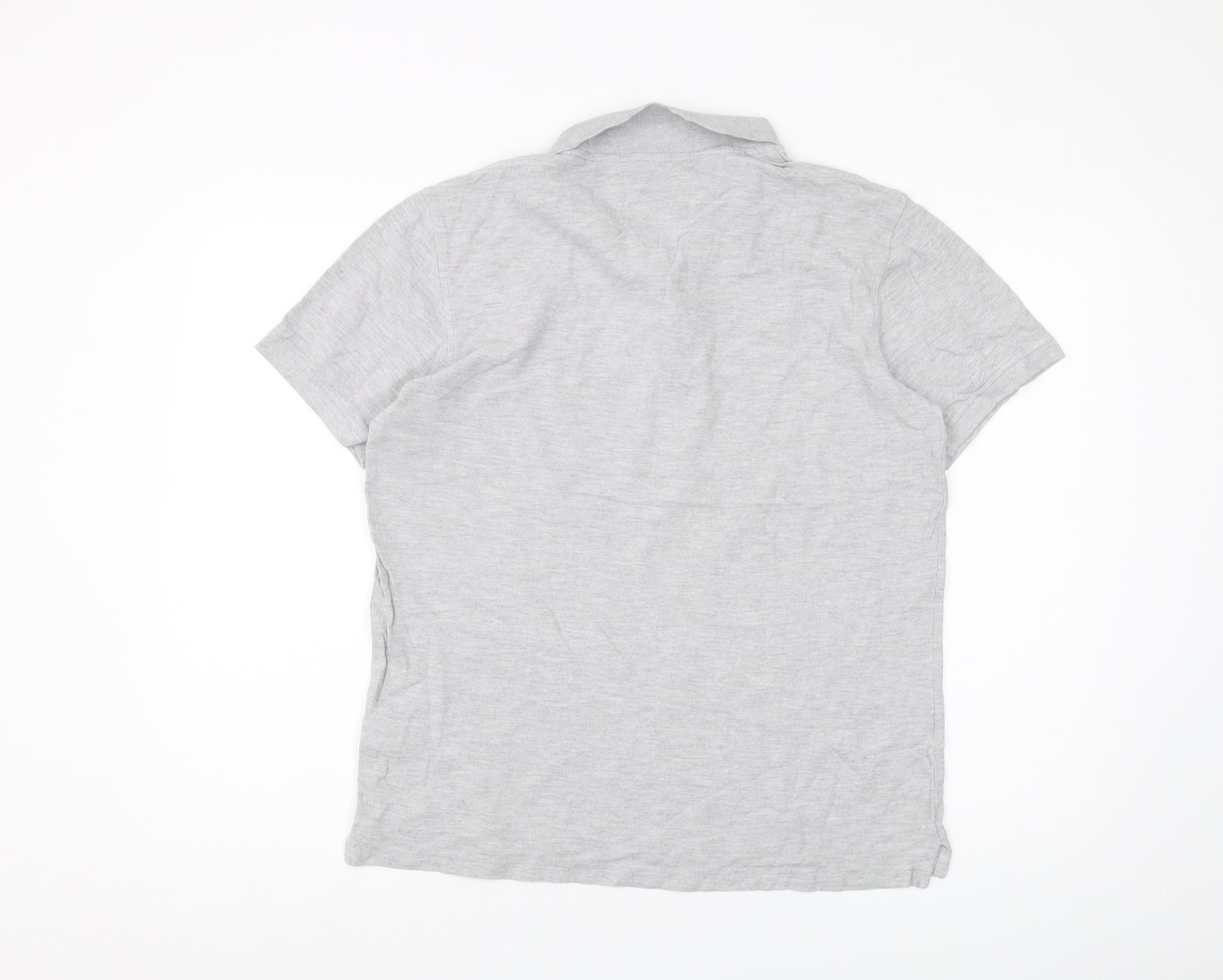 FOREVER 21 Mens Polo Size L Grey Solid Collared Short Sleeve Casual Button - label detail