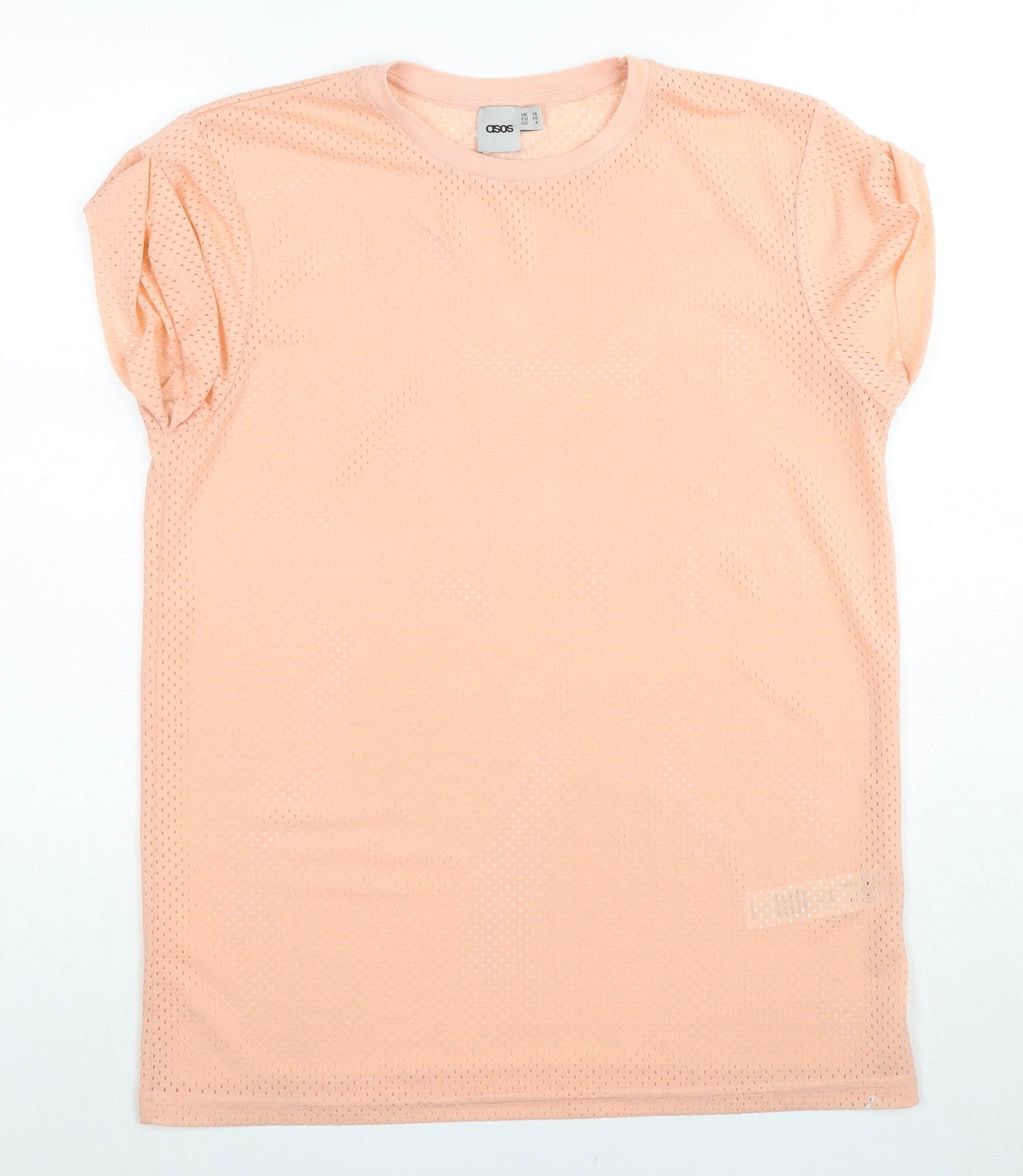 ASOS Womens Jersey T-Shirt Size 10 Pink Solid Crew Neck Short Sleeve Activewear - reverse view
