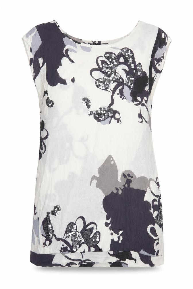 French Connection Womens T-Shirt Size XL Multicoloured Floral Boat Neck Casual - front view