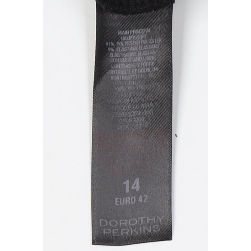 Dorothy Perkins Womens Pencil Dress Size 14 Black Knee Length Square Neck Ruffle - close detail