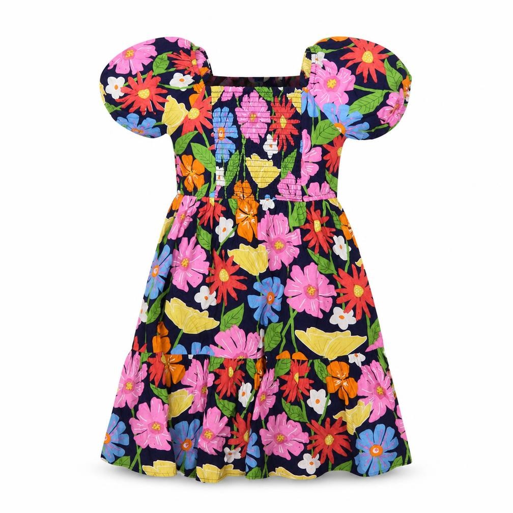 Marks & Spencer Girls A-Line Dress Size 6-7 Years Multicoloured Floral Casual - front view