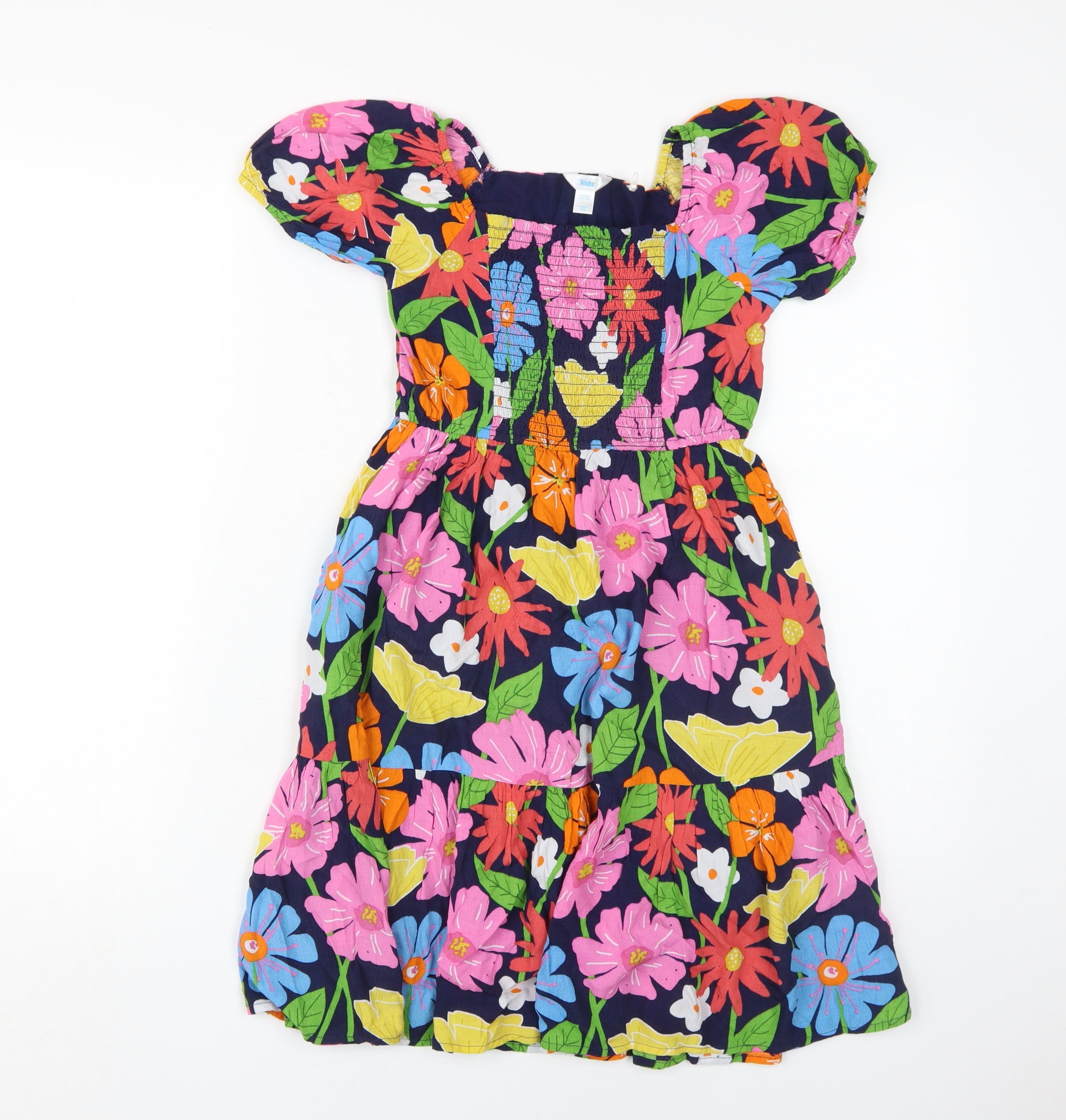 Marks & Spencer Girls A-Line Dress Size 6-7 Years Multicoloured Floral Casual - reverse view