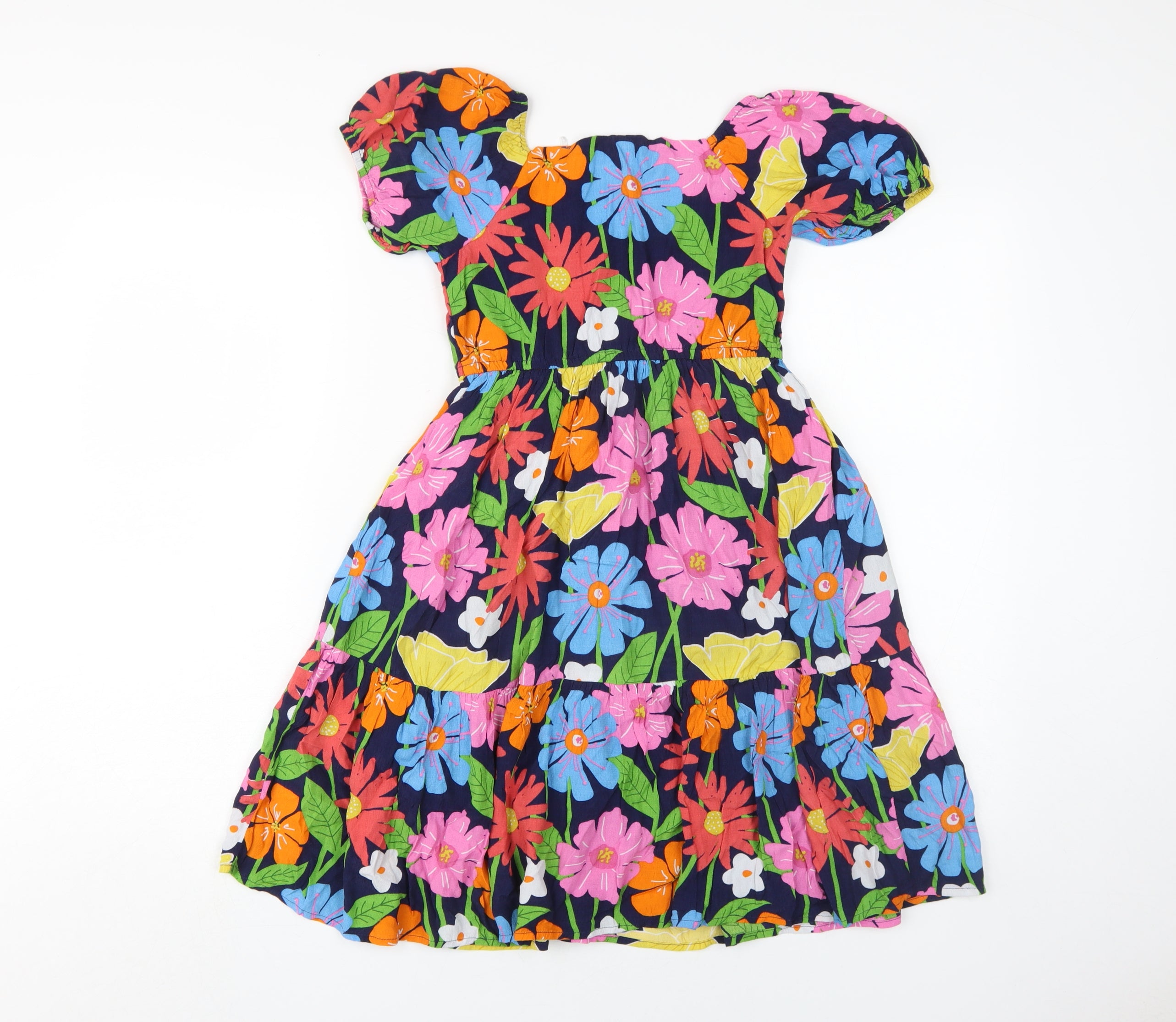 Marks & Spencer Girls A-Line Dress Size 6-7 Years Multicoloured Floral Casual - label detail