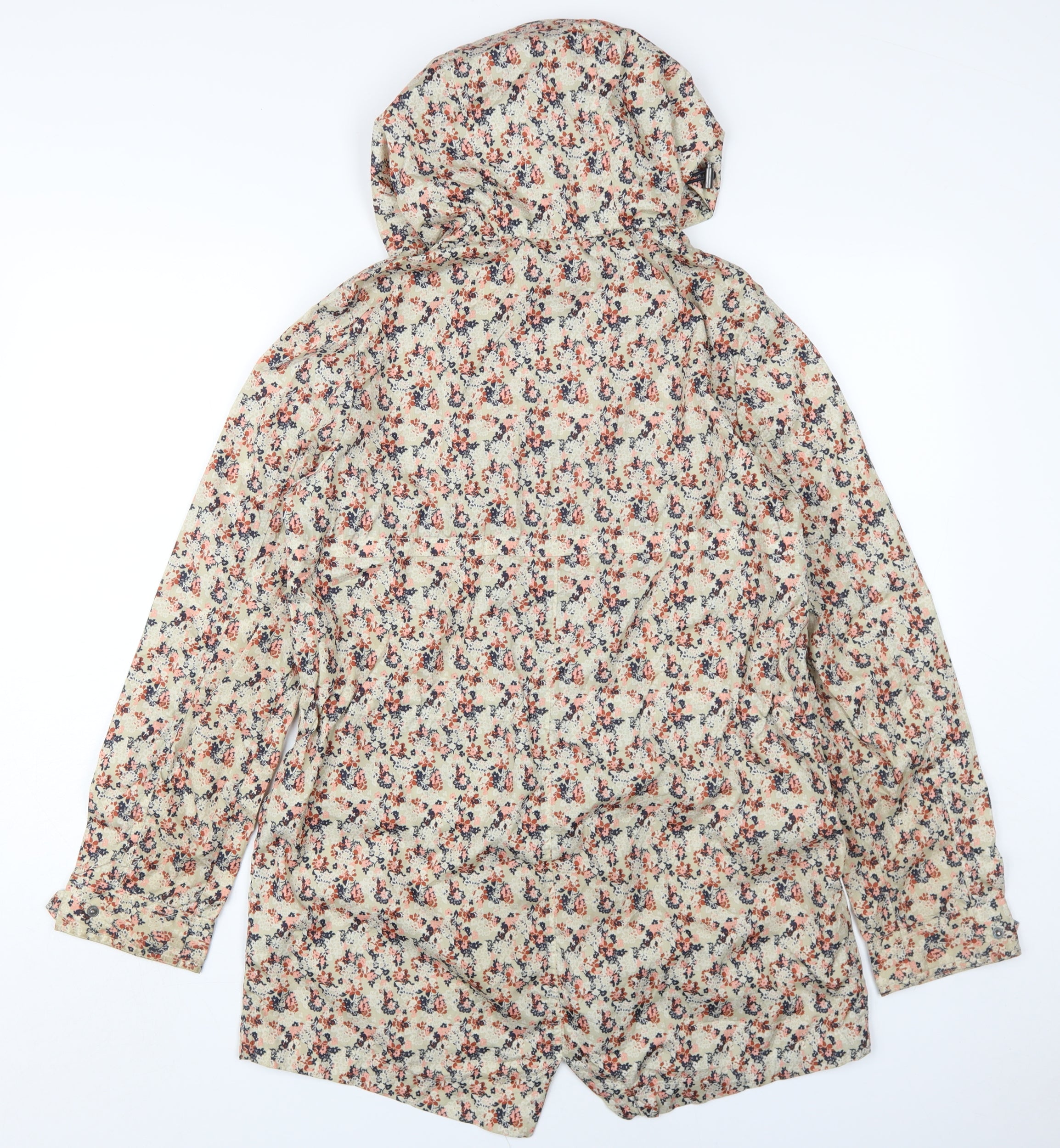 NEXT Womens Rain Coat Jacket Size 10 Beige Floral Mid-Length Long Sleeve Casual - label detail