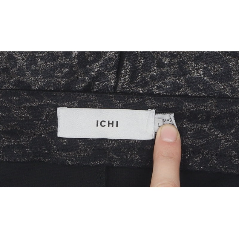 ICHI Womens Straight & Pencil Skirt Size L Black Animal Print Casual Stretch - close detail