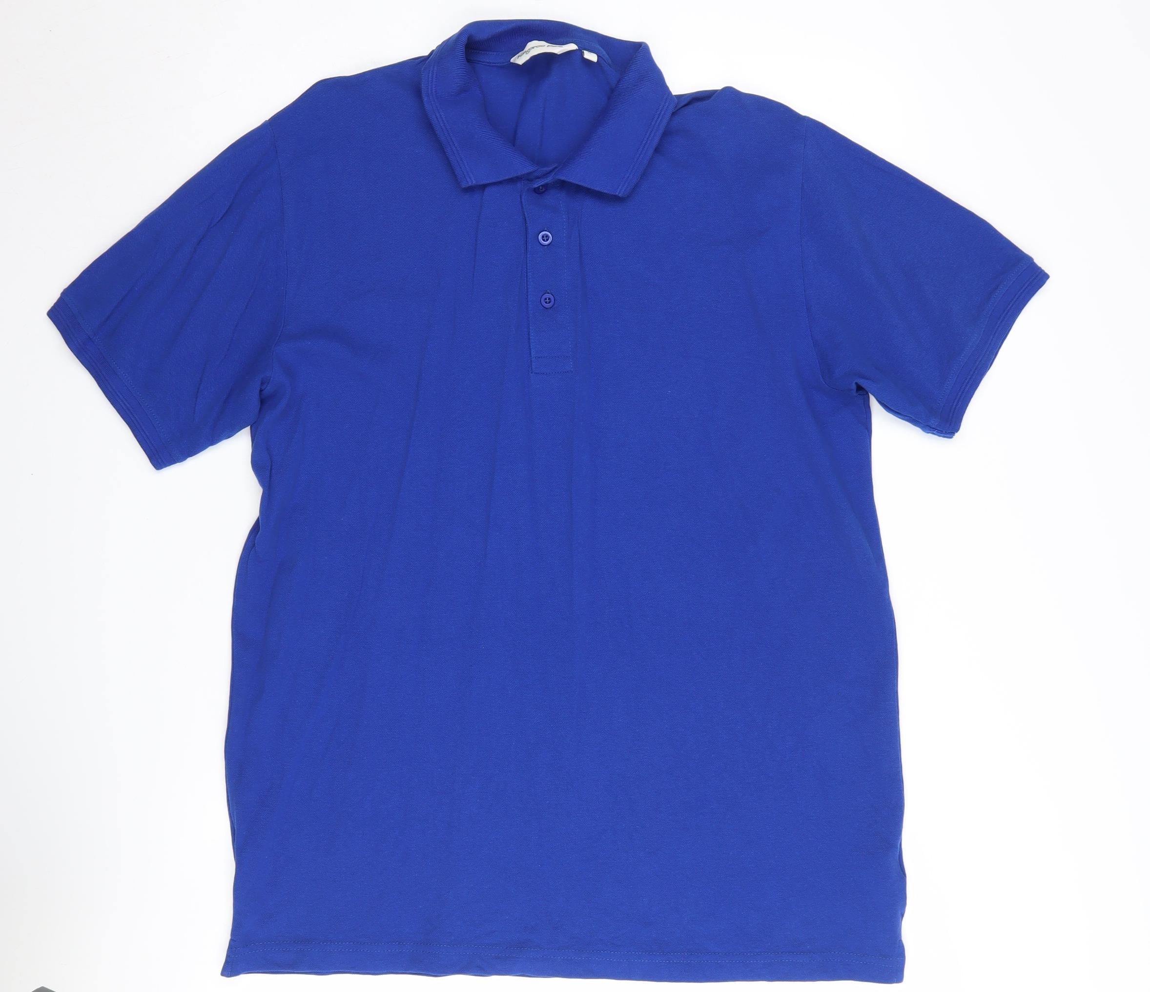Kangaroo Poo Mens Polo Size XL Blue Solid Collared Short Sleeve Casual - reverse view