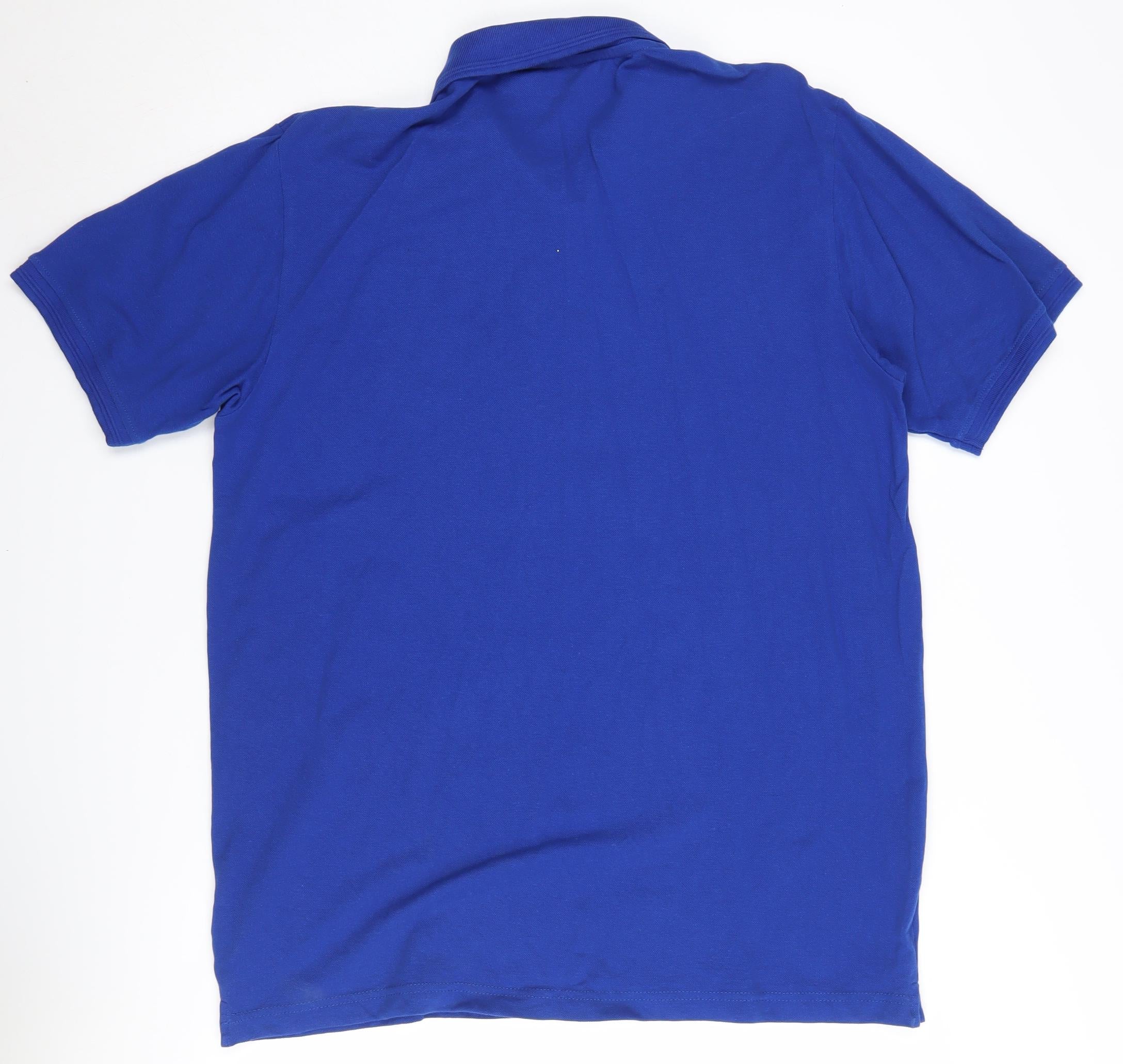 Kangaroo Poo Mens Polo Size XL Blue Solid Collared Short Sleeve Casual - label detail